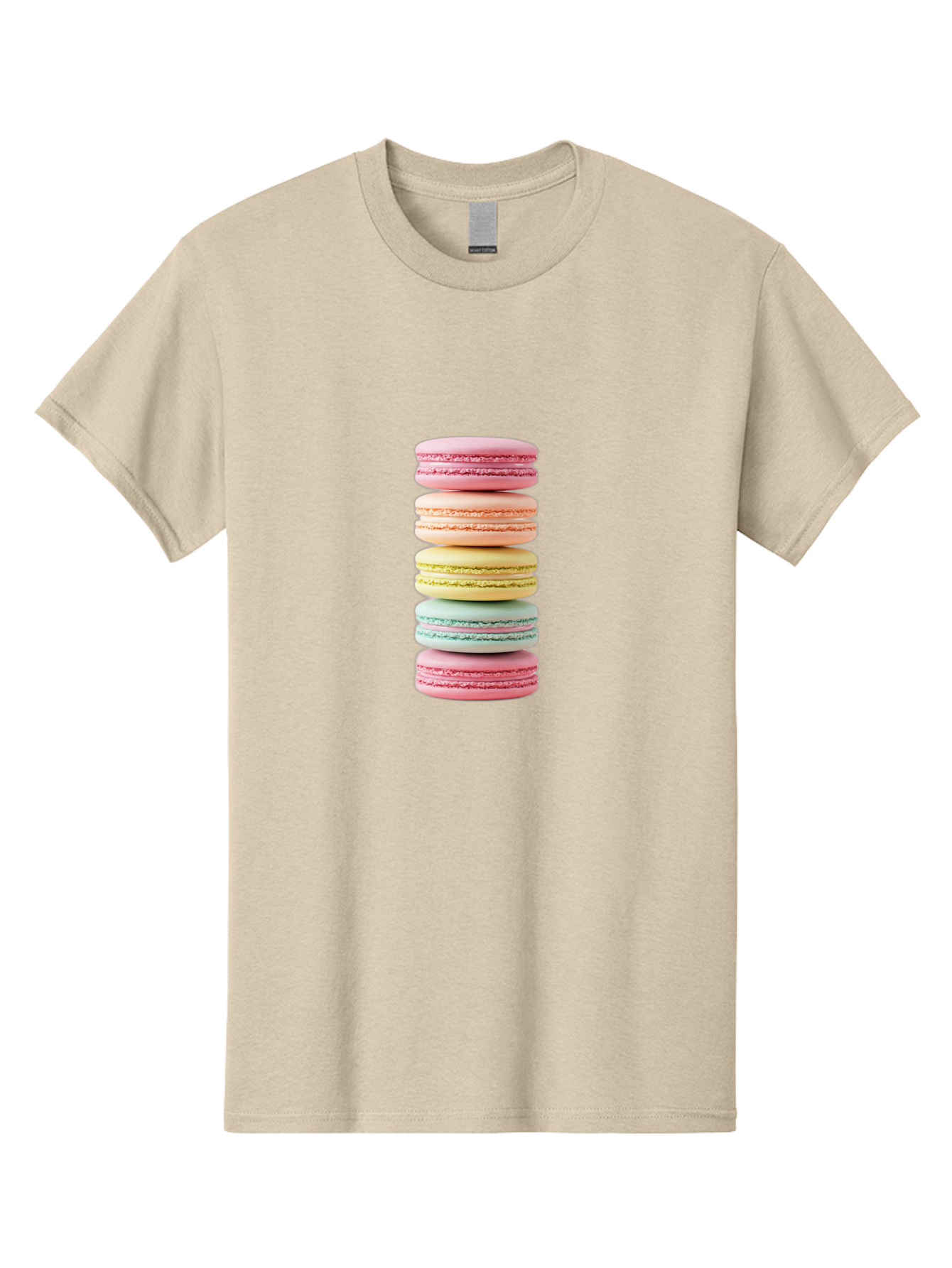 Stacked-Macarons-1 Men'S Graphic Tee, 100% Cotton, Comfortable Casual Summer Wear, Machine Washable, Colorful Macarons, Pastel Colors, Stacked Treats, Sweet Delights, Dessert Lovers, Macaron Tower, French Patisserie, Colorful Sweets, Bab451 5