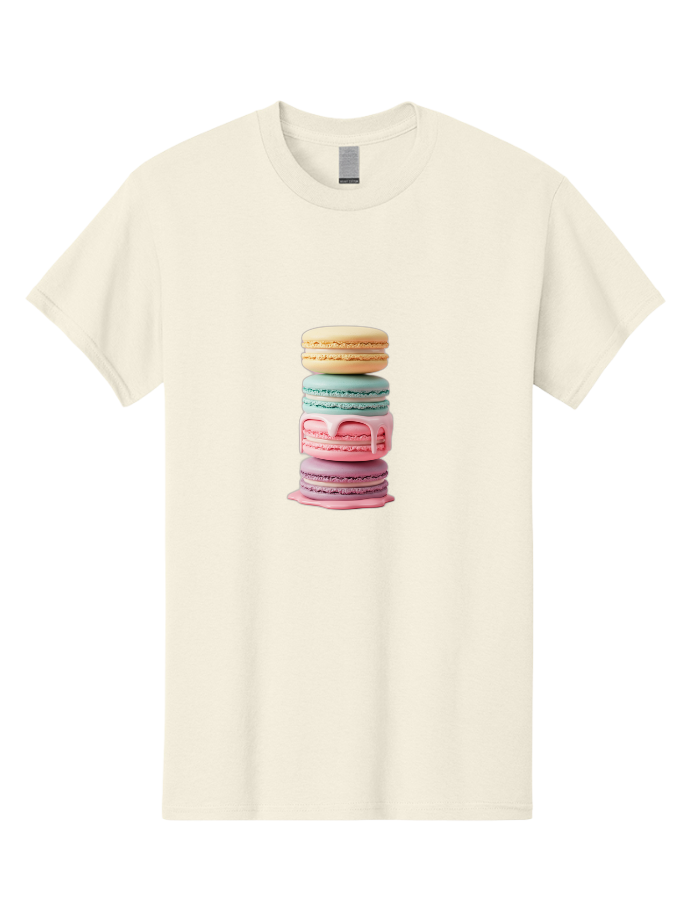 Stacked-Macarons-3 Men'S Graphic Tee, 100% Cotton, Comfortable Casual Summer Wear, Machine Washable, Stack Of Macarons, Pastel Colors, Sweet Treats, Dessert Lovers, French Patisserie, Creamy Filling, Delicate Meringue, Layered Macarons, Bab453 3