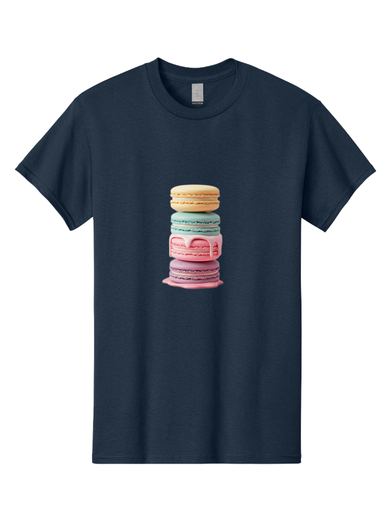 Stacked-Macarons-3 Men'S Graphic Tee, 100% Cotton, Comfortable Casual Summer Wear, Machine Washable, Stack Of Macarons, Pastel Colors, Sweet Treats, Dessert Lovers, French Patisserie, Creamy Filling, Delicate Meringue, Layered Macarons, Bab453 15