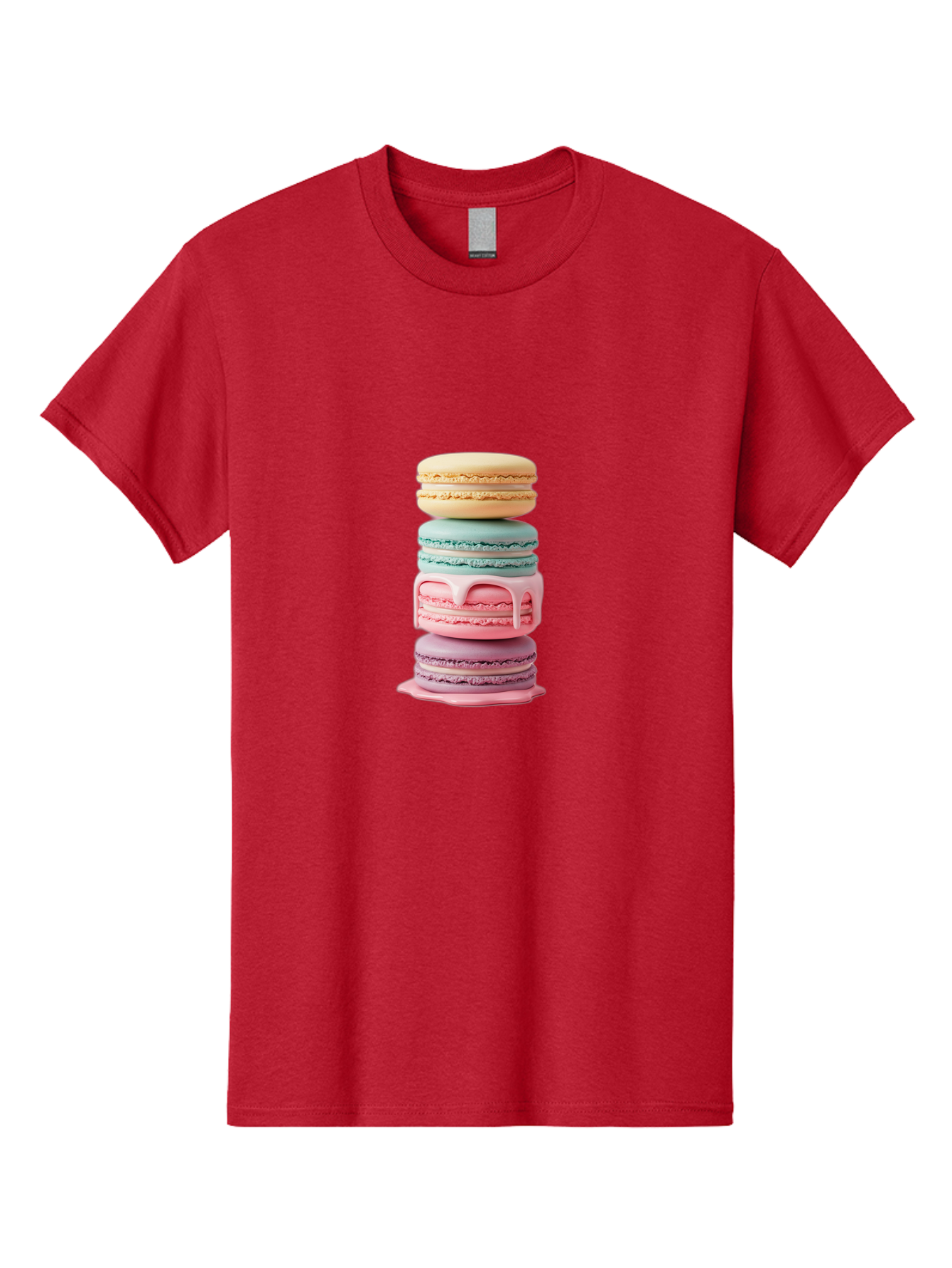 Stacked-Macarons-3 Men'S Graphic Tee, 100% Cotton, Comfortable Casual Summer Wear, Machine Washable, Stack Of Macarons, Pastel Colors, Sweet Treats, Dessert Lovers, French Patisserie, Creamy Filling, Delicate Meringue, Layered Macarons, Bab453 7