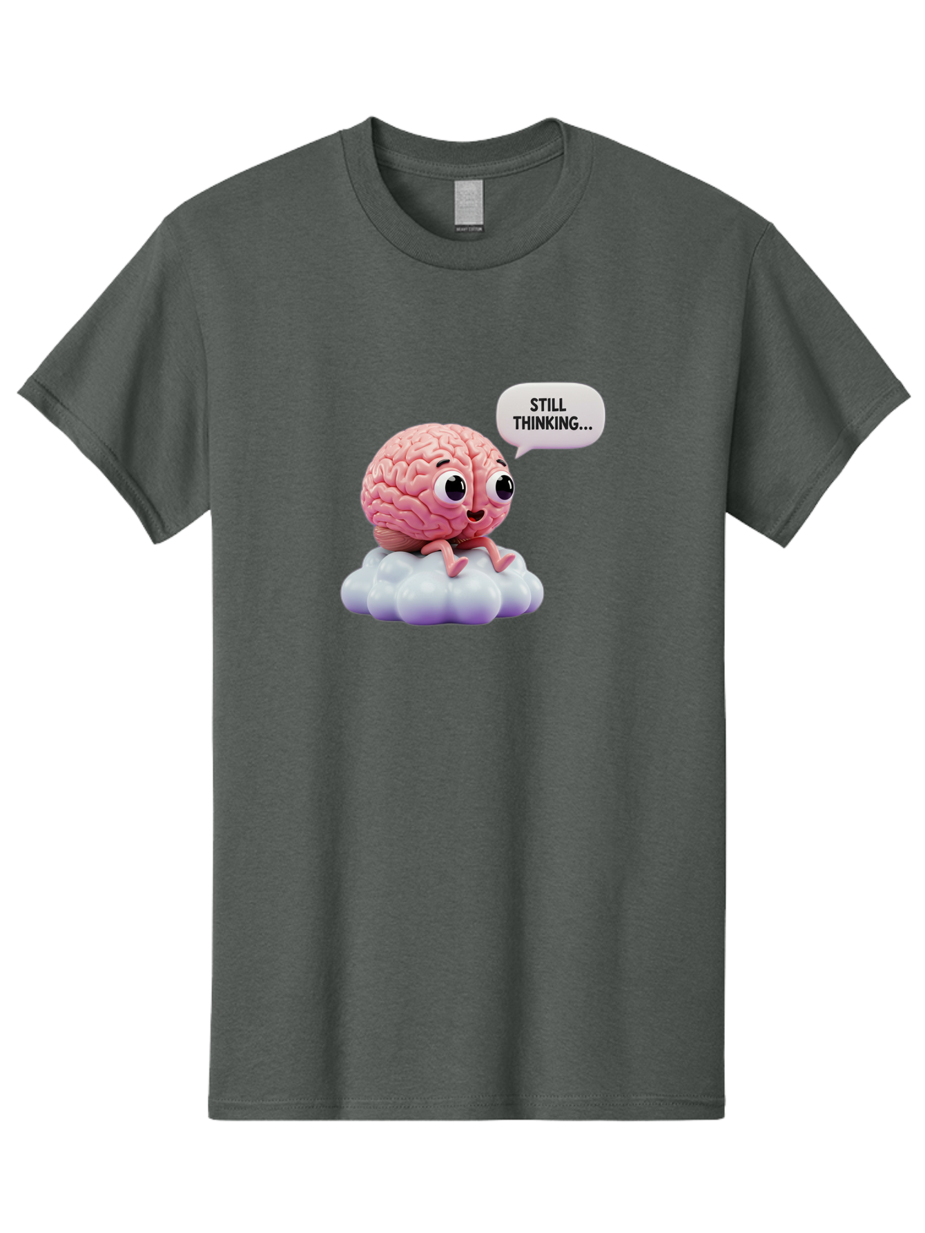 Still-Thinking-Brain Men'S Graphic Tee, 100% Cotton, Comfortable Casual Summer Wear, Machine Washable, Cartoon Brain, Thinking Face, Problem Solving, Decision Making, Critical Thinking, Cognitive Function, Brain Power, Funny Character, Bab471 19