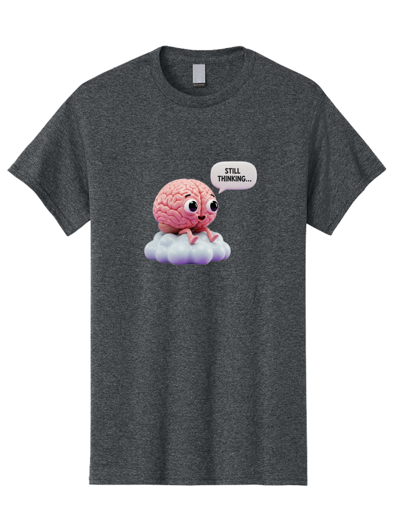 Still-Thinking-Brain Men'S Graphic Tee, 100% Cotton, Comfortable Casual Summer Wear, Machine Washable, Cartoon Brain, Thinking Face, Problem Solving, Decision Making, Critical Thinking, Cognitive Function, Brain Power, Funny Character, Bab471 3