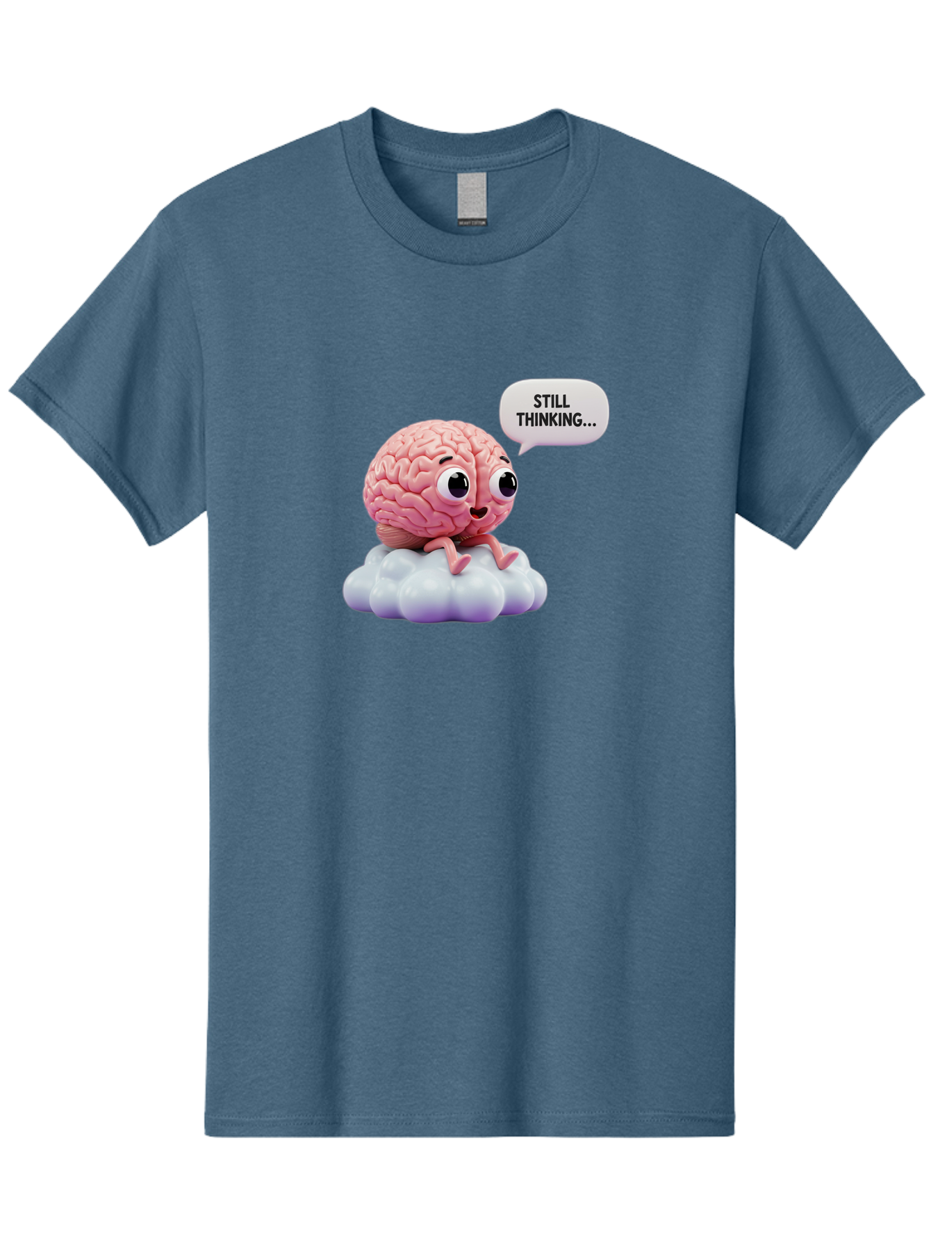 Still-Thinking-Brain Men'S Graphic Tee, 100% Cotton, Comfortable Casual Summer Wear, Machine Washable, Cartoon Brain, Thinking Face, Problem Solving, Decision Making, Critical Thinking, Cognitive Function, Brain Power, Funny Character, Bab471 29