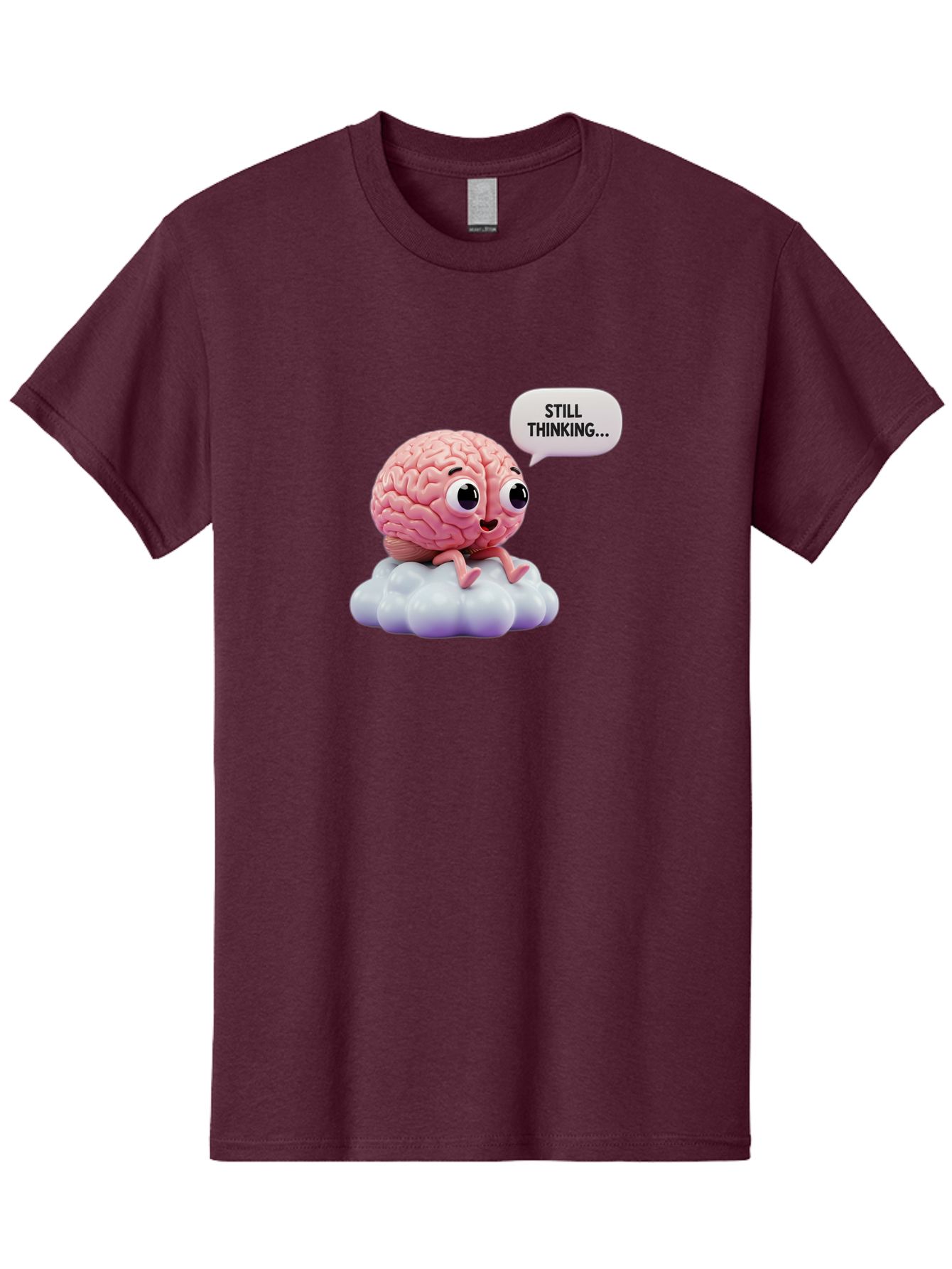 Still-Thinking-Brain Men'S Graphic Tee, 100% Cotton, Comfortable Casual Summer Wear, Machine Washable, Cartoon Brain, Thinking Face, Problem Solving, Decision Making, Critical Thinking, Cognitive Function, Brain Power, Funny Character, Bab471 5