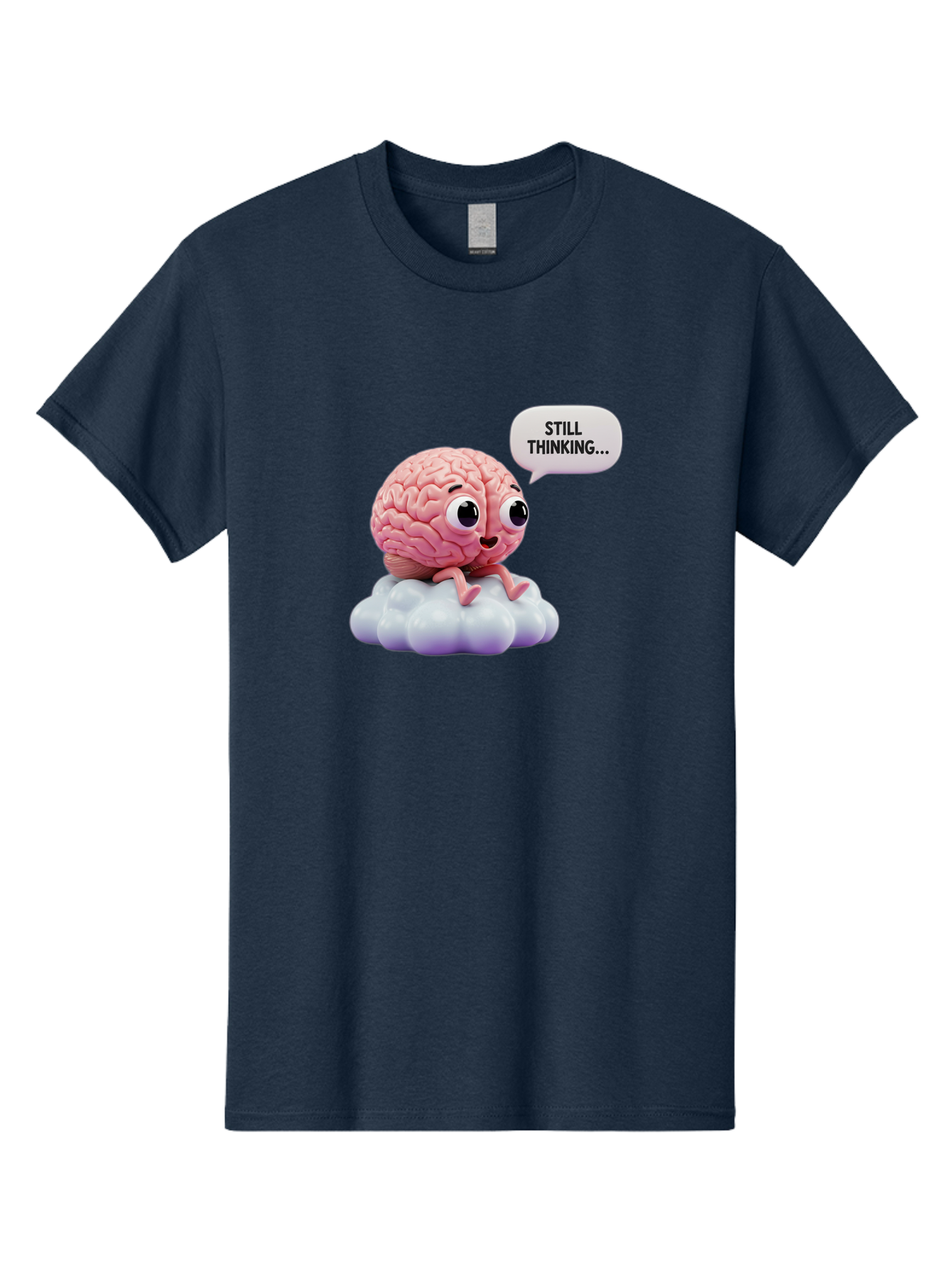 Still-Thinking-Brain Men'S Graphic Tee, 100% Cotton, Comfortable Casual Summer Wear, Machine Washable, Cartoon Brain, Thinking Face, Problem Solving, Decision Making, Critical Thinking, Cognitive Function, Brain Power, Funny Character, Bab471 7