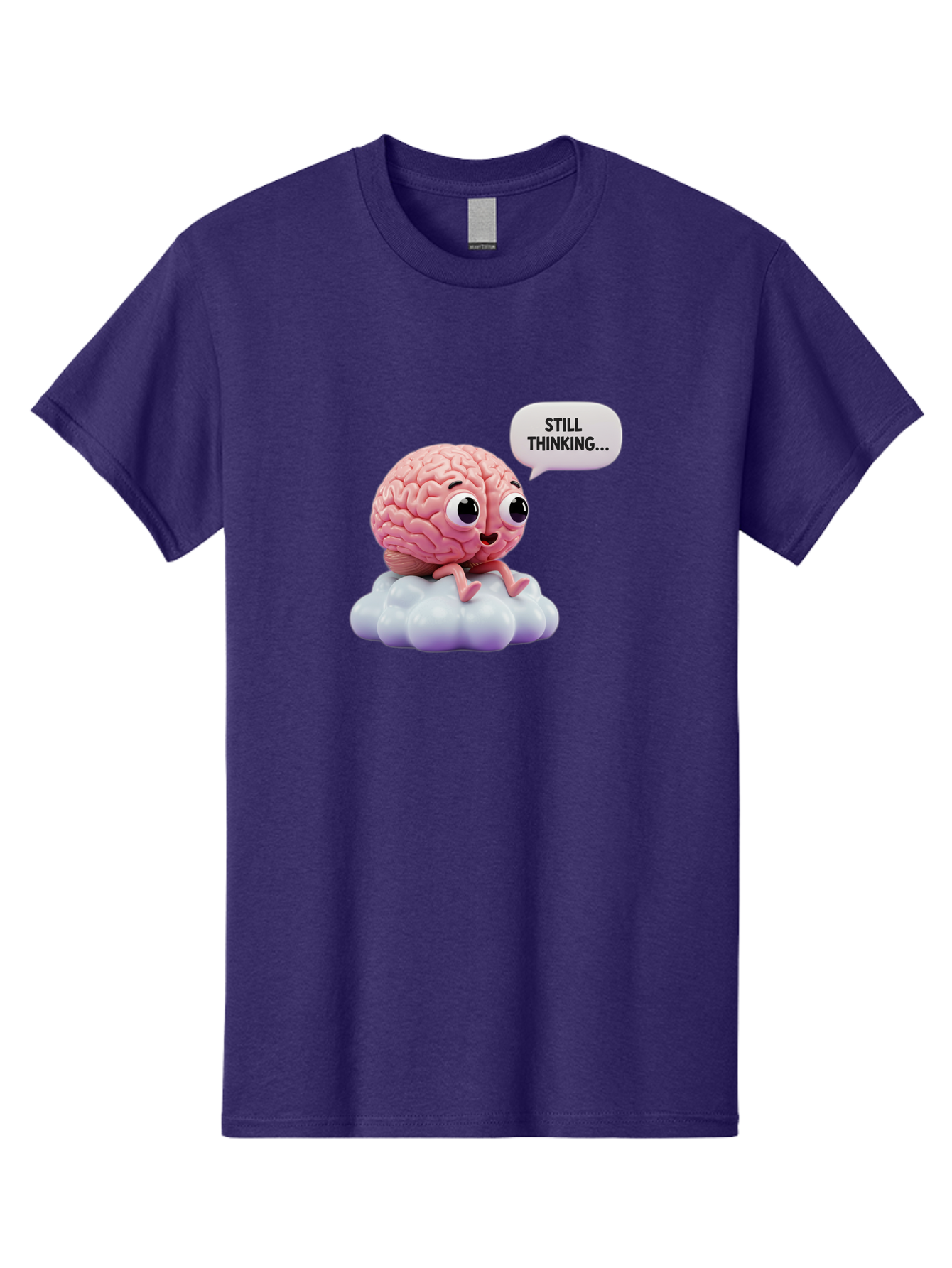 Still-Thinking-Brain Men'S Graphic Tee, 100% Cotton, Comfortable Casual Summer Wear, Machine Washable, Cartoon Brain, Thinking Face, Problem Solving, Decision Making, Critical Thinking, Cognitive Function, Brain Power, Funny Character, Bab471 21