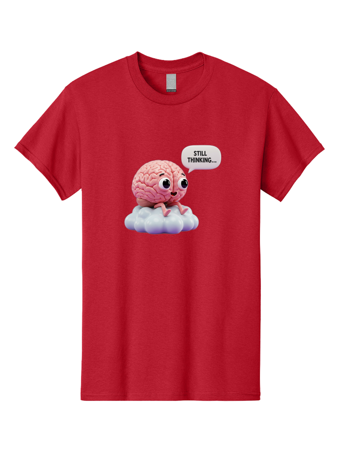 Still-Thinking-Brain Men'S Graphic Tee, 100% Cotton, Comfortable Casual Summer Wear, Machine Washable, Cartoon Brain, Thinking Face, Problem Solving, Decision Making, Critical Thinking, Cognitive Function, Brain Power, Funny Character, Bab471 23