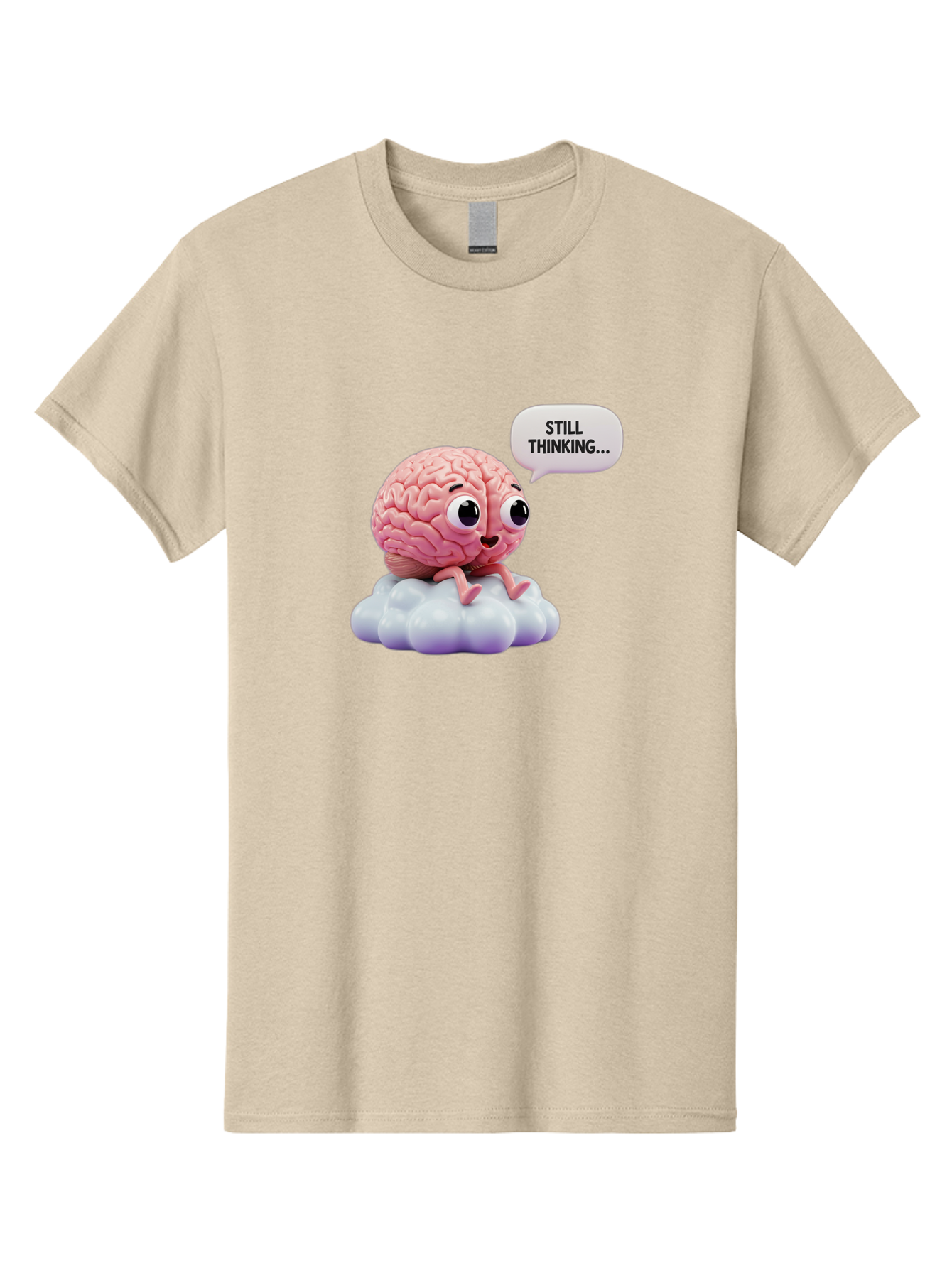 Still-Thinking-Brain Men'S Graphic Tee, 100% Cotton, Comfortable Casual Summer Wear, Machine Washable, Cartoon Brain, Thinking Face, Problem Solving, Decision Making, Critical Thinking, Cognitive Function, Brain Power, Funny Character, Bab471 17