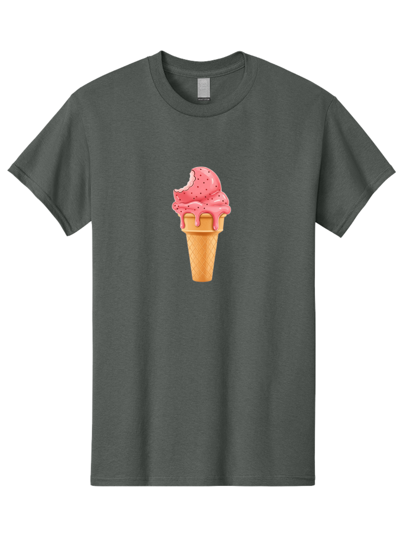 Strawberry-Ice-Cream-Cone Men'S Graphic Tee, 100% Cotton, Comfortable Casual Summer Wear, Machine Washable, Pink Strawberry Ice Cream, Melting Ice Cream, Waffle Cone, Sweet Treats, Dessert Lover, Summer Snack, Strawberry Flavor Bab473 13
