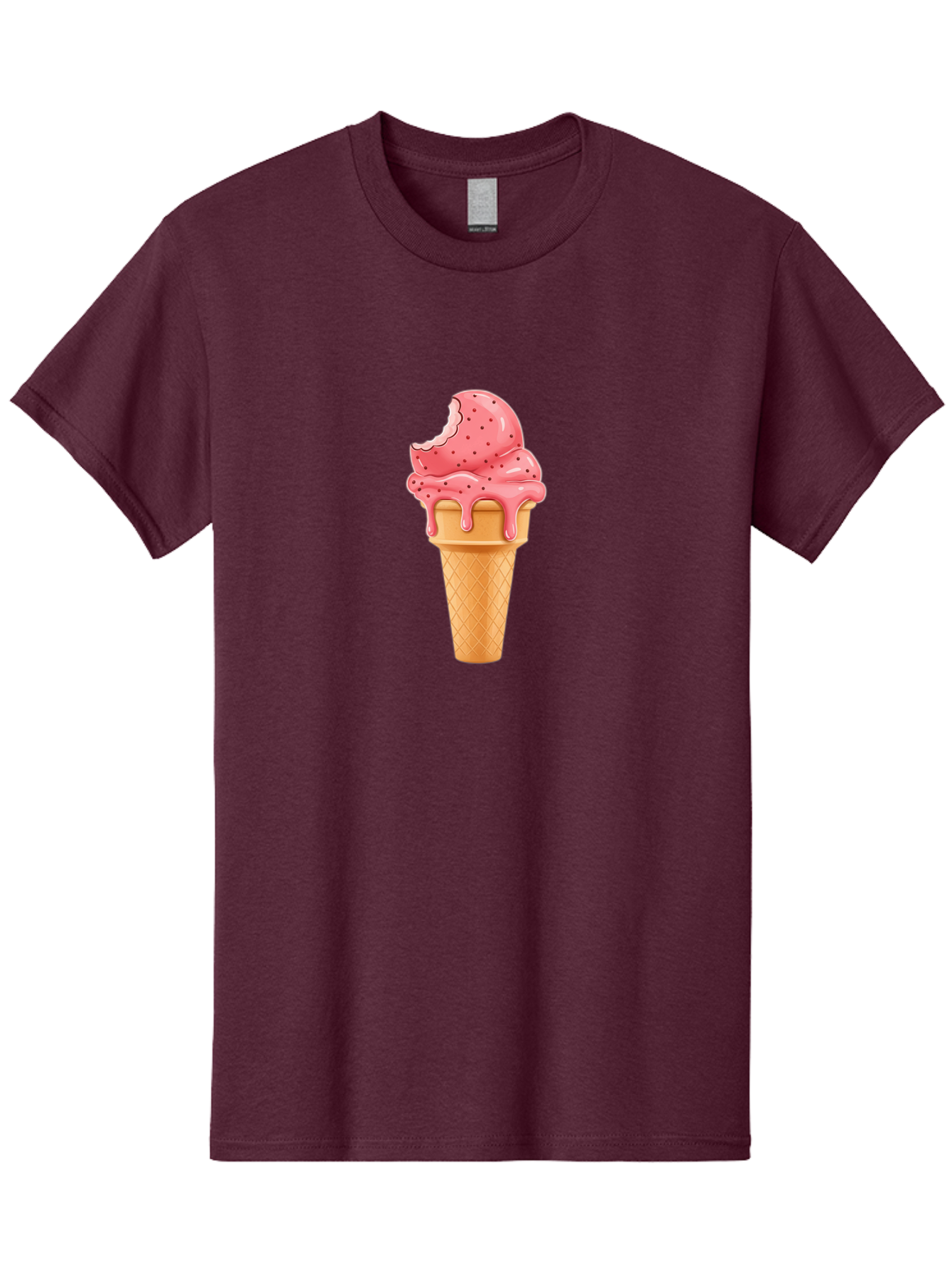 Strawberry-Ice-Cream-Cone Men'S Graphic Tee, 100% Cotton, Comfortable Casual Summer Wear, Machine Washable, Pink Strawberry Ice Cream, Melting Ice Cream, Waffle Cone, Sweet Treats, Dessert Lover, Summer Snack, Strawberry Flavor Bab473 29