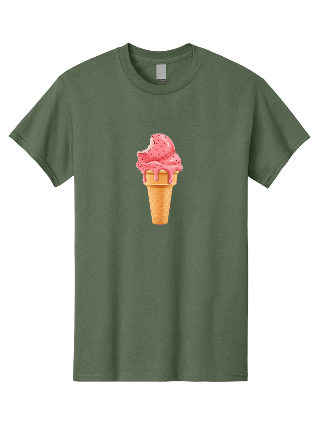 Strawberry-Ice-Cream-Cone Men'S Graphic Tee, 100% Cotton, Comfortable Casual Summer Wear, Machine Washable, Pink Strawberry Ice Cream, Melting Ice Cream, Waffle Cone, Sweet Treats, Dessert Lover, Summer Snack, Strawberry Flavor Bab473 21