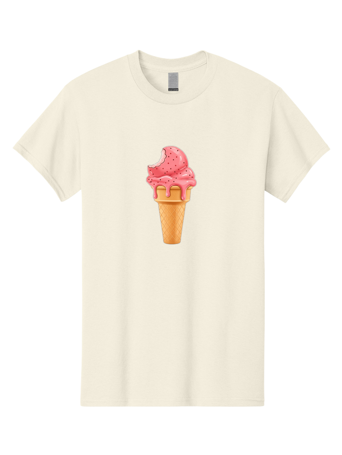 Strawberry-Ice-Cream-Cone Men'S Graphic Tee, 100% Cotton, Comfortable Casual Summer Wear, Machine Washable, Pink Strawberry Ice Cream, Melting Ice Cream, Waffle Cone, Sweet Treats, Dessert Lover, Summer Snack, Strawberry Flavor Bab473 7