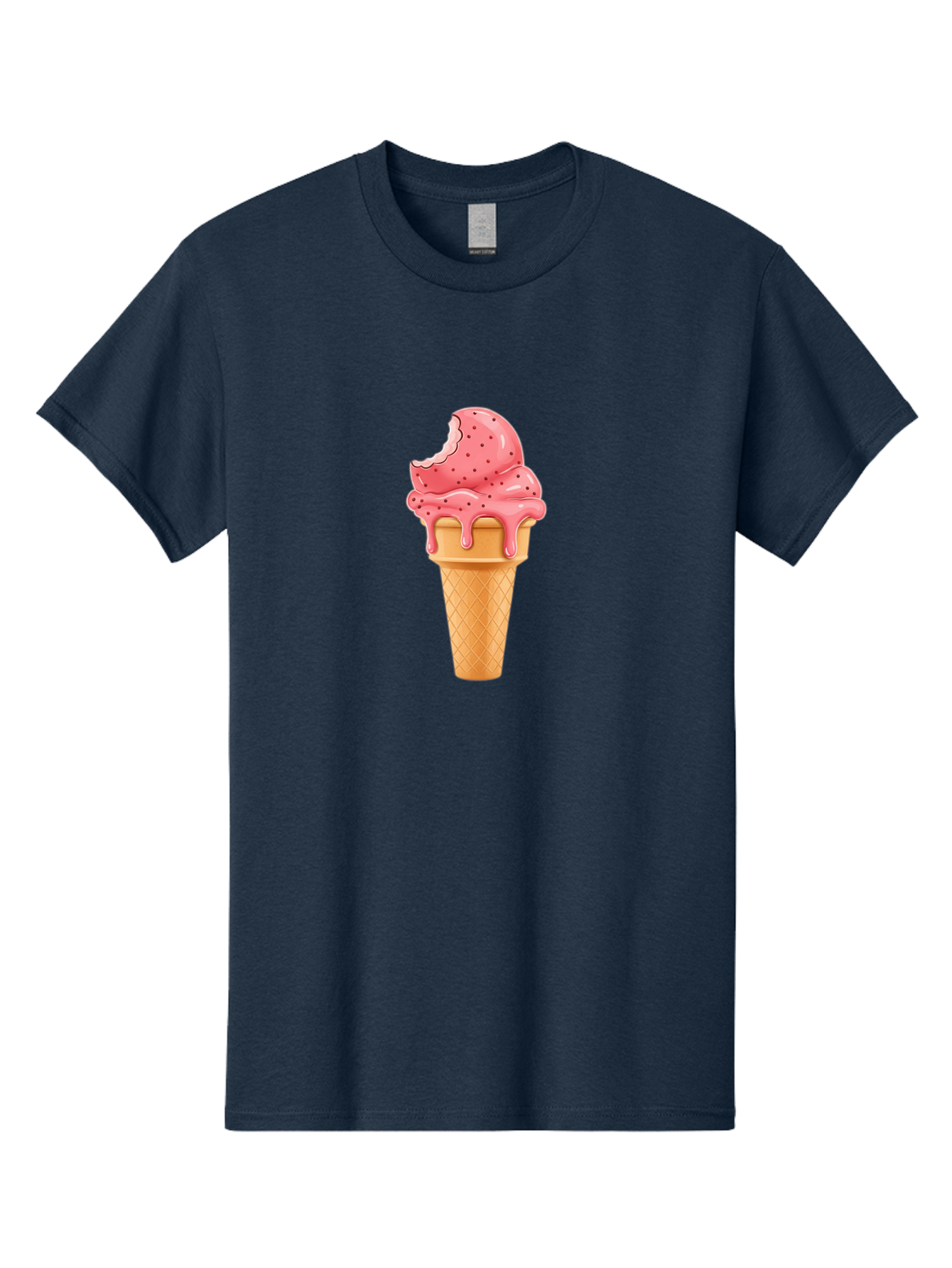 Strawberry-Ice-Cream-Cone Men'S Graphic Tee, 100% Cotton, Comfortable Casual Summer Wear, Machine Washable, Pink Strawberry Ice Cream, Melting Ice Cream, Waffle Cone, Sweet Treats, Dessert Lover, Summer Snack, Strawberry Flavor Bab473 11