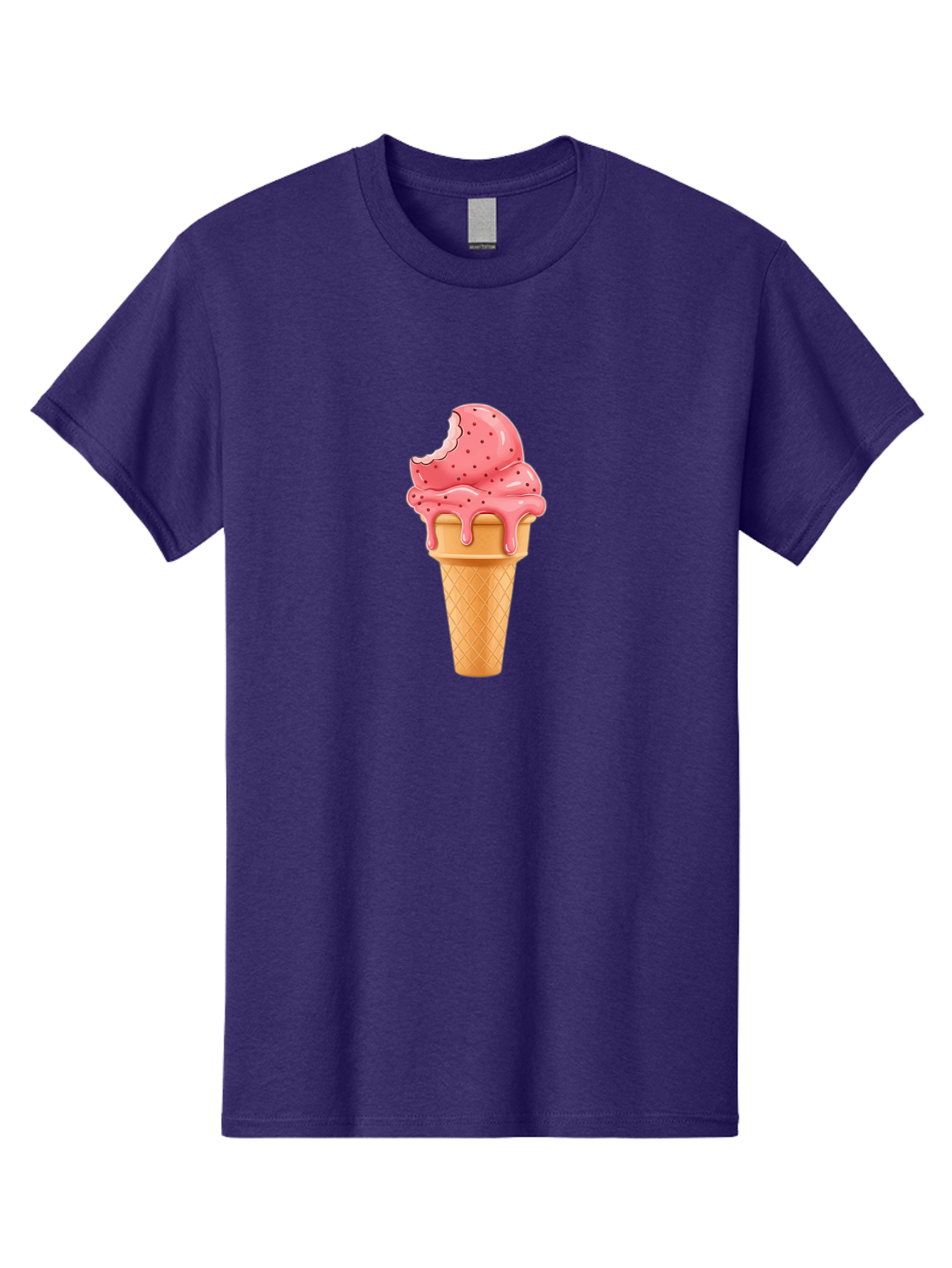 Strawberry-Ice-Cream-Cone Men'S Graphic Tee, 100% Cotton, Comfortable Casual Summer Wear, Machine Washable, Pink Strawberry Ice Cream, Melting Ice Cream, Waffle Cone, Sweet Treats, Dessert Lover, Summer Snack, Strawberry Flavor Bab473 9