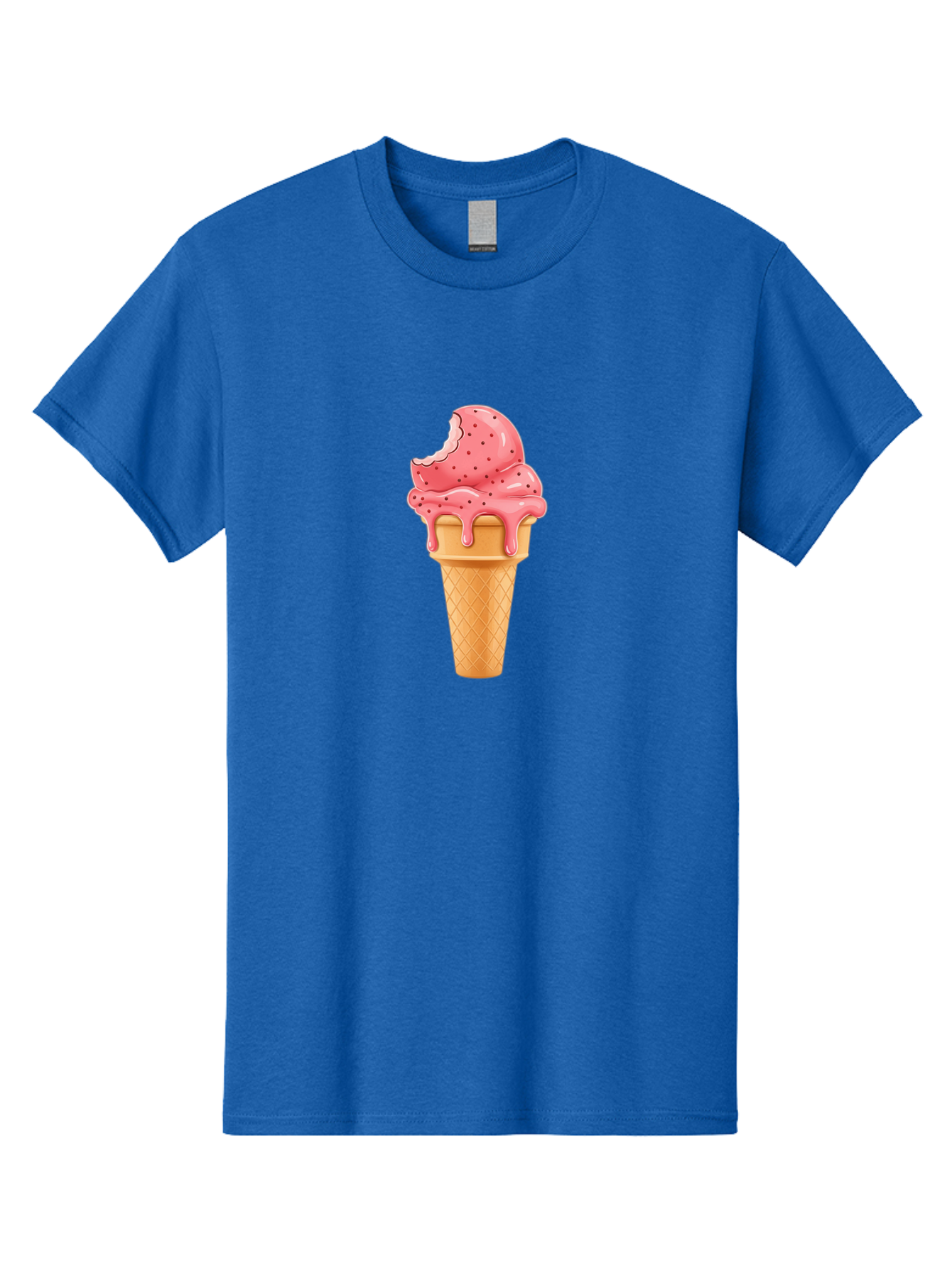 Strawberry-Ice-Cream-Cone Men'S Graphic Tee, 100% Cotton, Comfortable Casual Summer Wear, Machine Washable, Pink Strawberry Ice Cream, Melting Ice Cream, Waffle Cone, Sweet Treats, Dessert Lover, Summer Snack, Strawberry Flavor Bab473 23