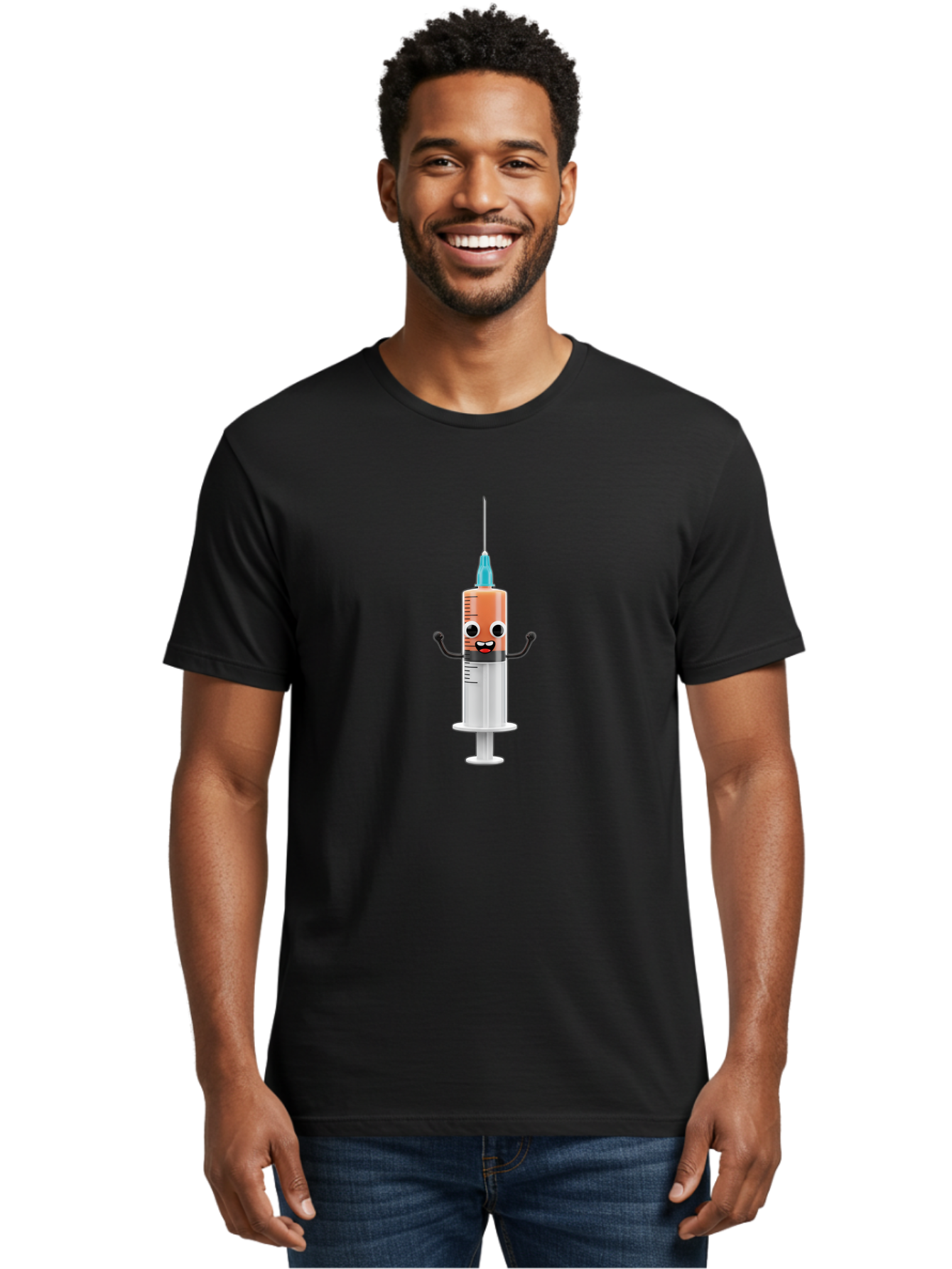 Syringe-Cartoon-Character Men'S Graphic Tee, 100% Cotton, Comfortable Casual Summer Wear, Machine Washable, Syringe Character, Vaccination, Medical Symbol, Cartoon Character, Funny Syringe, Immunization, Vaccine Representation, Health Care Bab484 30