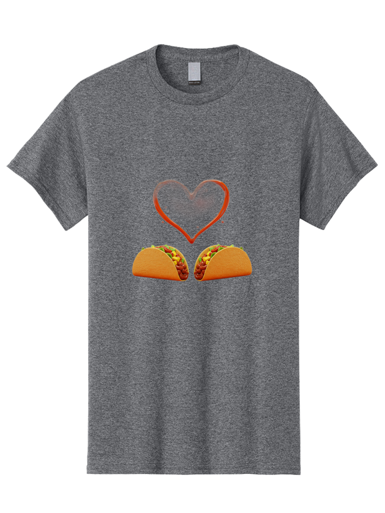 Tacos-And-Heart Men'S Graphic Tee, 100% Cotton, Comfortable Casual Summer Wear, Machine Washable, Tacos With Meat, Corn, Salsa, Love Heart, Red Outline, Delicious Food, Mexican Cuisine, Tasty Treats, Vibrant Colors, Savory Dishes Bab487 25