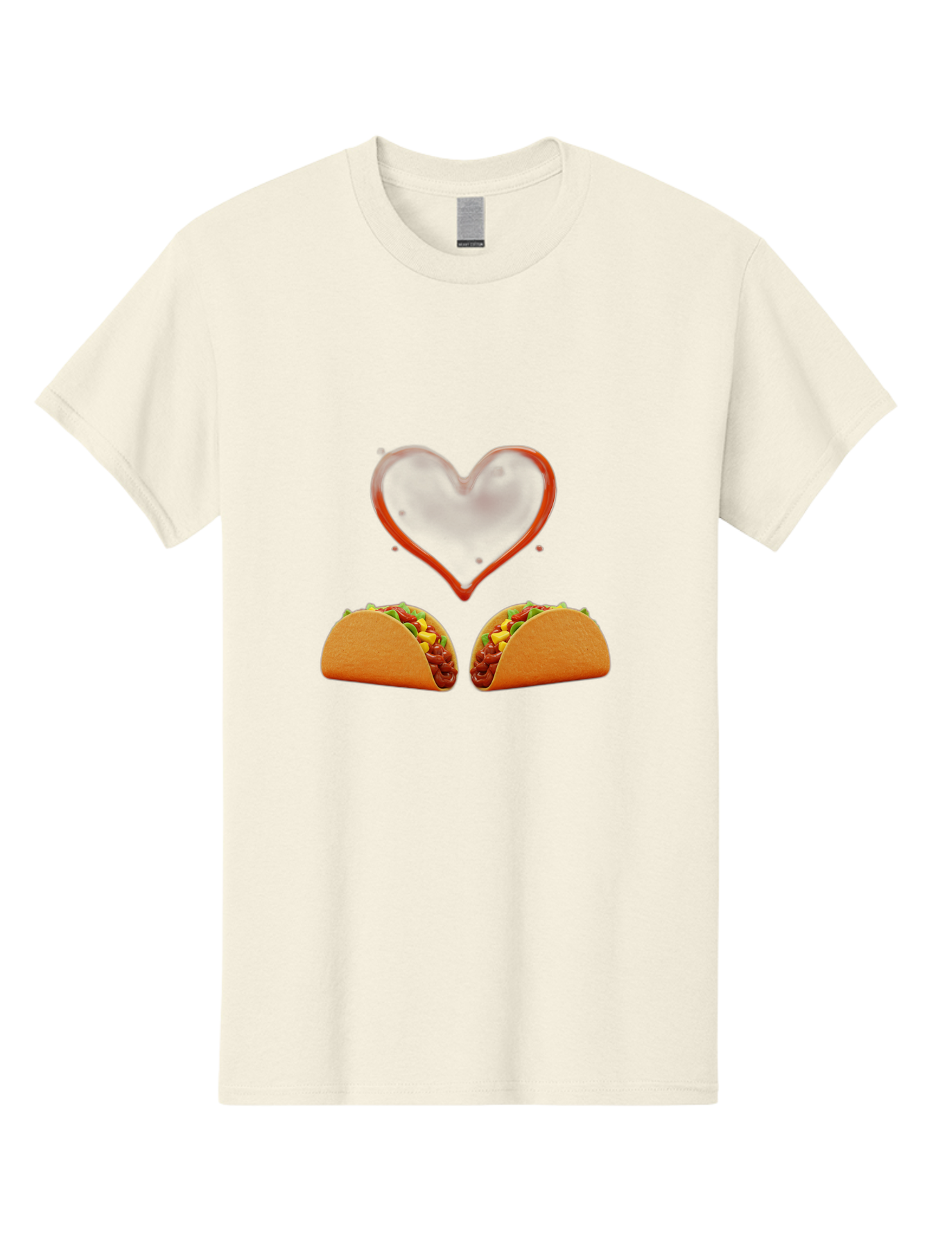 Tacos-And-Heart Men'S Graphic Tee, 100% Cotton, Comfortable Casual Summer Wear, Machine Washable, Tacos With Meat, Corn, Salsa, Love Heart, Red Outline, Delicious Food, Mexican Cuisine, Tasty Treats, Vibrant Colors, Savory Dishes Bab487 23