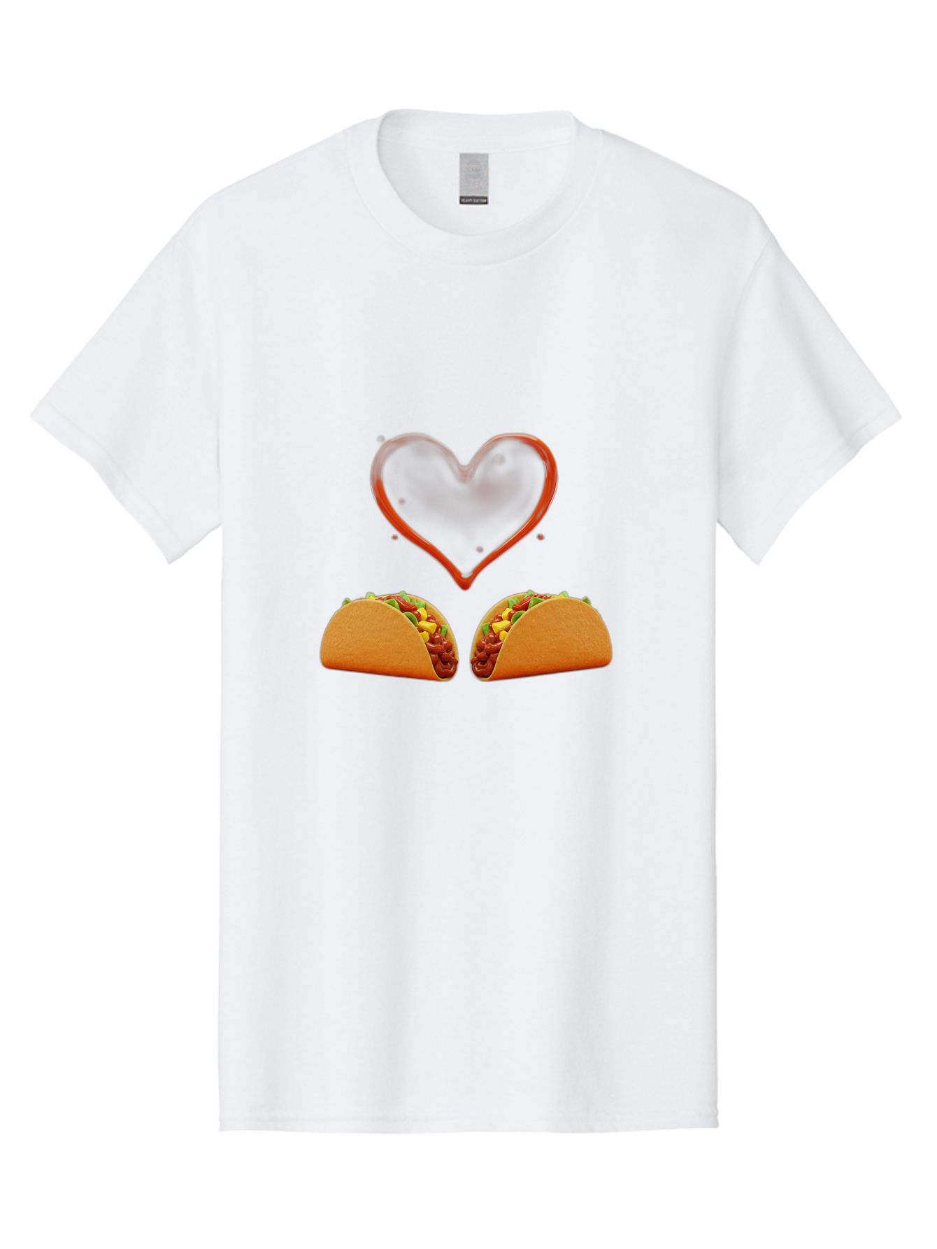 Tacos-And-Heart Men'S Graphic Tee, 100% Cotton, Comfortable Casual Summer Wear, Machine Washable, Tacos With Meat, Corn, Salsa, Love Heart, Red Outline, Delicious Food, Mexican Cuisine, Tasty Treats, Vibrant Colors, Savory Dishes Bab487 7