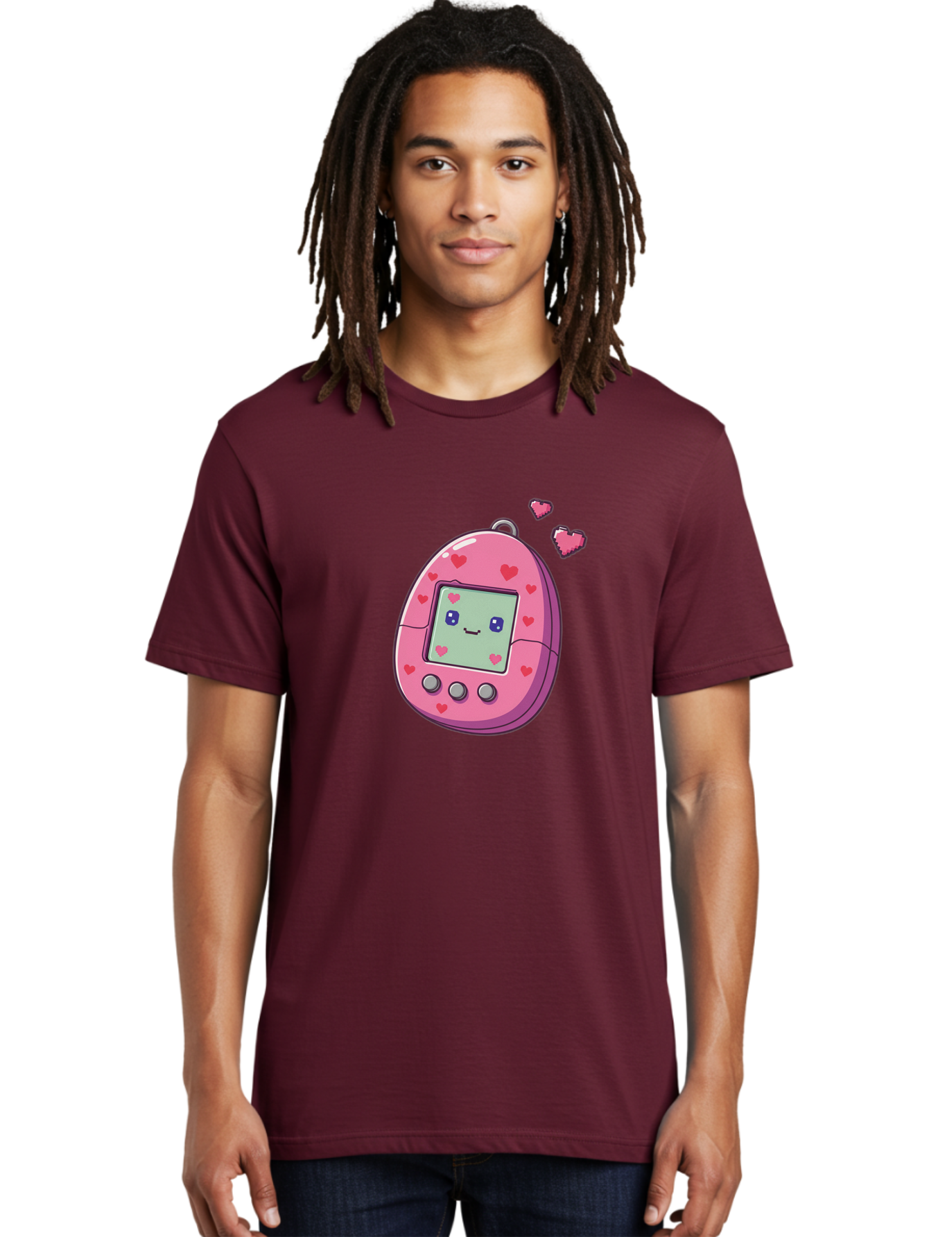 Tamagotchi-1 Men'S Graphic Tee, 100% Cotton, Comfortable Casual Summer Wear, Machine Washable, Pink Digital Pet, Heart Designs, Cute Character, Cartoon Style, Nostalgic Toy, Retro Gaming, 90S Kids, Digital Creature Bab490 4