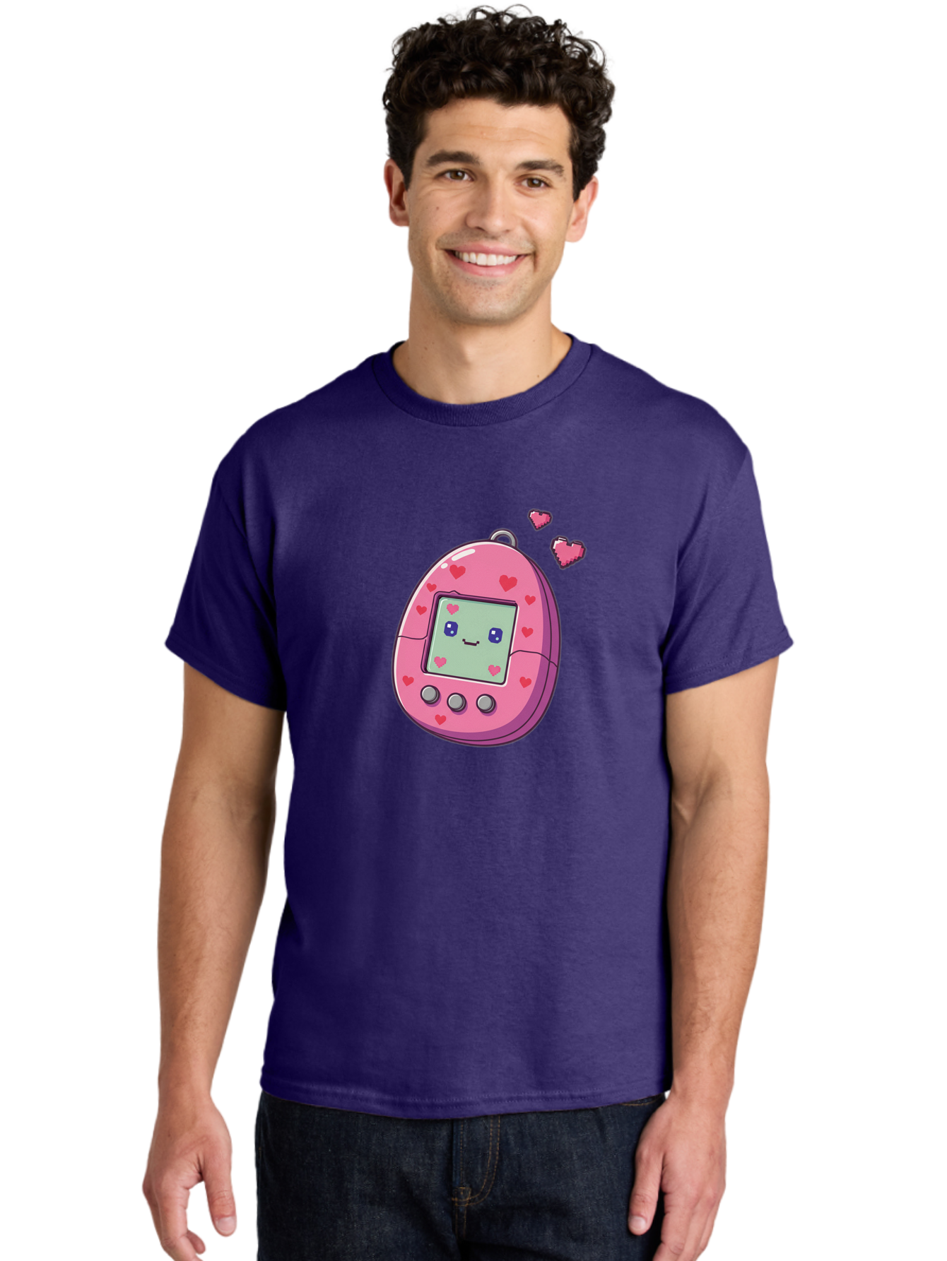 Tamagotchi-1 Men'S Graphic Tee, 100% Cotton, Comfortable Casual Summer Wear, Machine Washable, Pink Digital Pet, Heart Designs, Cute Character, Cartoon Style, Nostalgic Toy, Retro Gaming, 90S Kids, Digital Creature Bab490 12