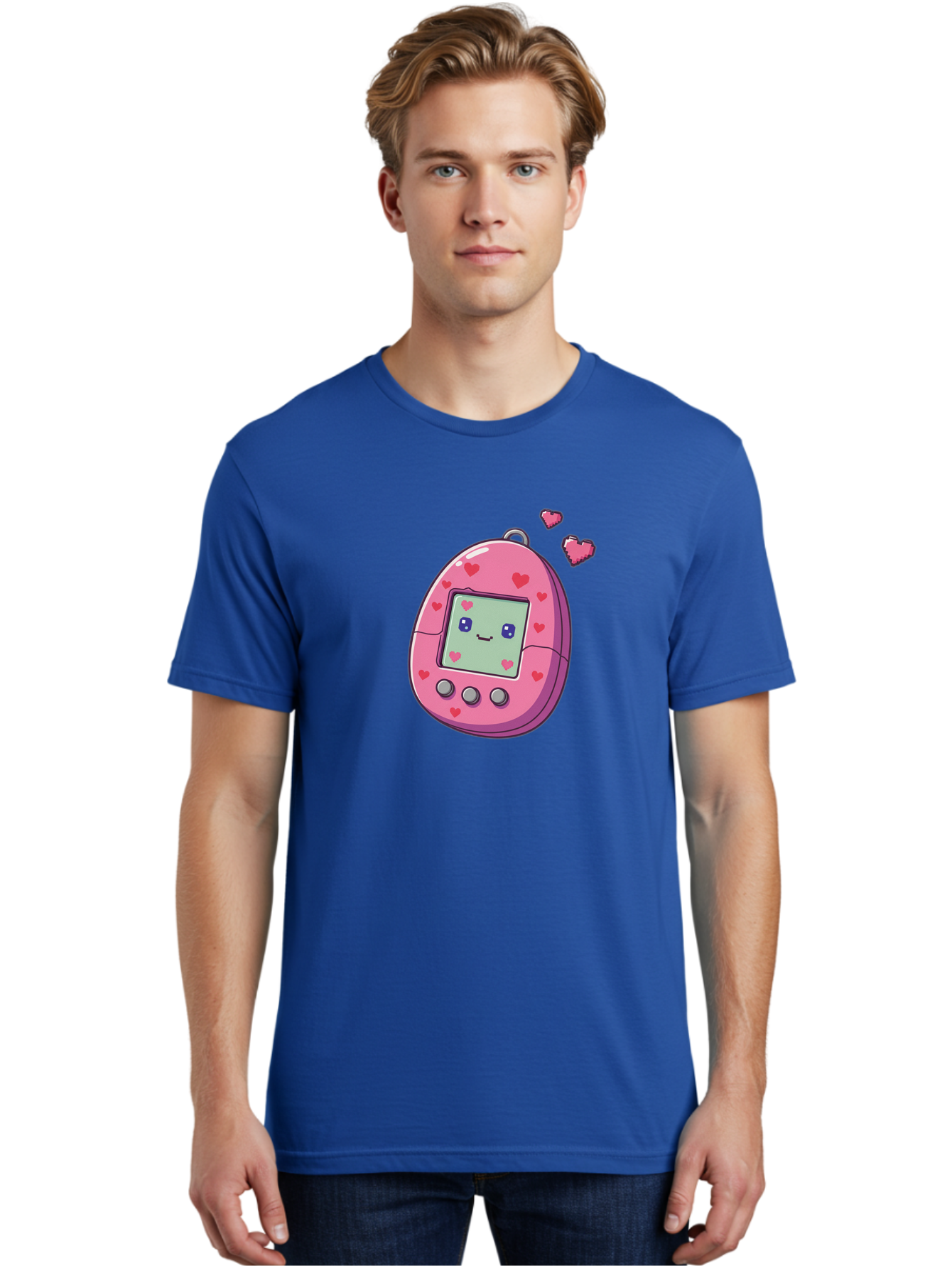 Tamagotchi-1 Men'S Graphic Tee, 100% Cotton, Comfortable Casual Summer Wear, Machine Washable, Pink Digital Pet, Heart Designs, Cute Character, Cartoon Style, Nostalgic Toy, Retro Gaming, 90S Kids, Digital Creature Bab490 20