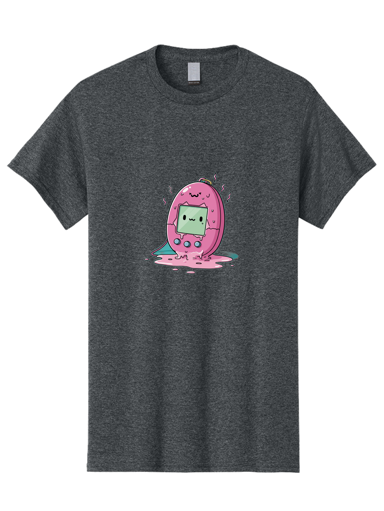 Tamagotchi-11 Men'S Graphic Tee, 100% Cotton, Comfortable Casual Summer Wear, Machine Washable, Pink Digital Pet, Broken Screen, Sad Face, Melting Toy, Nostalgic 90S, Retro Gaming, Cartoon Style, Kawaii Aesthetic Bab492 21