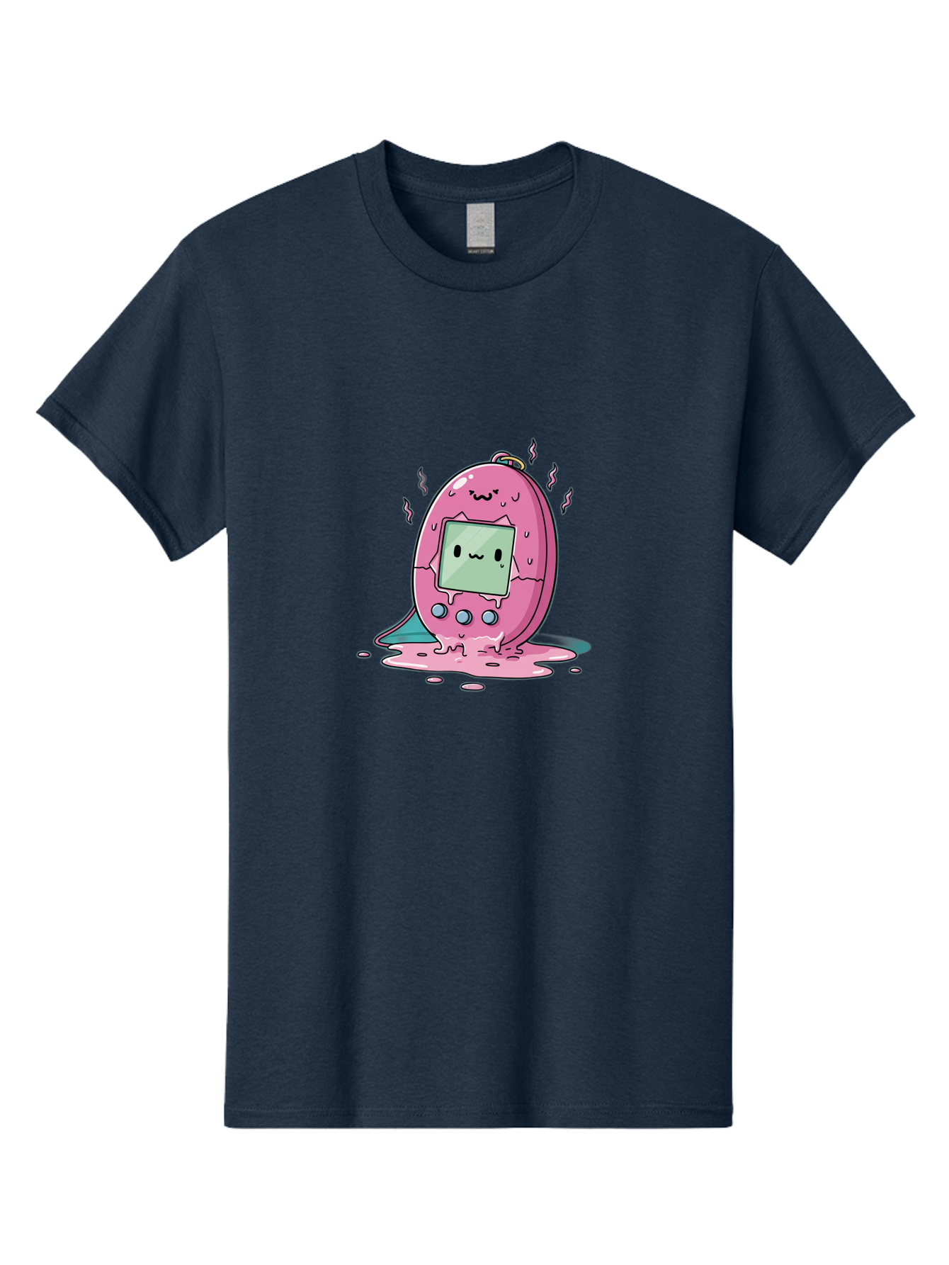 Tamagotchi-11 Men'S Graphic Tee, 100% Cotton, Comfortable Casual Summer Wear, Machine Washable, Pink Digital Pet, Broken Screen, Sad Face, Melting Toy, Nostalgic 90S, Retro Gaming, Cartoon Style, Kawaii Aesthetic Bab492 11