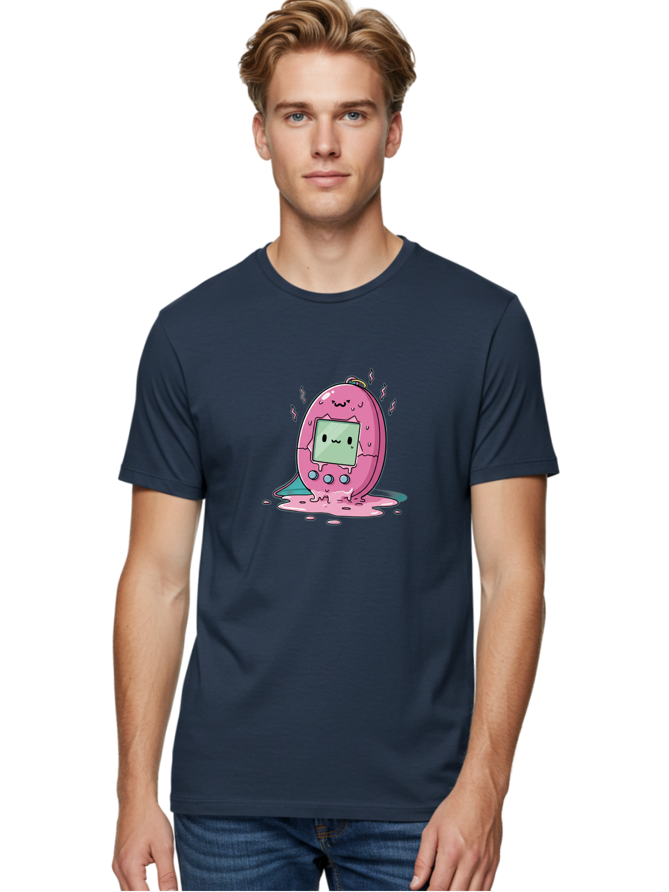 Tamagotchi-11 Men'S Graphic Tee, 100% Cotton, Comfortable Casual Summer Wear, Machine Washable, Pink Digital Pet, Broken Screen, Sad Face, Melting Toy, Nostalgic 90S, Retro Gaming, Cartoon Style, Kawaii Aesthetic Bab492 12