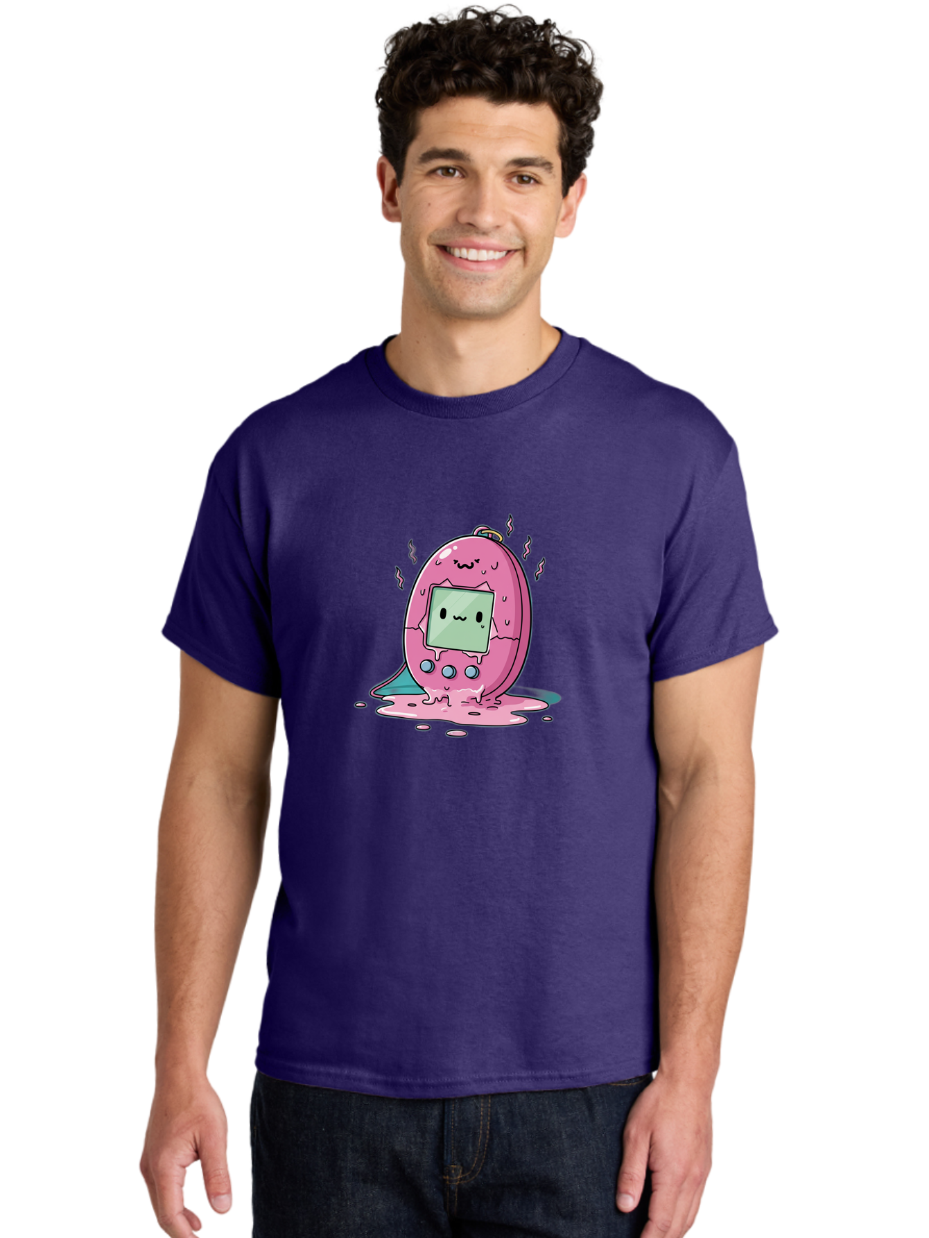 Tamagotchi-11 Men'S Graphic Tee, 100% Cotton, Comfortable Casual Summer Wear, Machine Washable, Pink Digital Pet, Broken Screen, Sad Face, Melting Toy, Nostalgic 90S, Retro Gaming, Cartoon Style, Kawaii Aesthetic Bab492 16