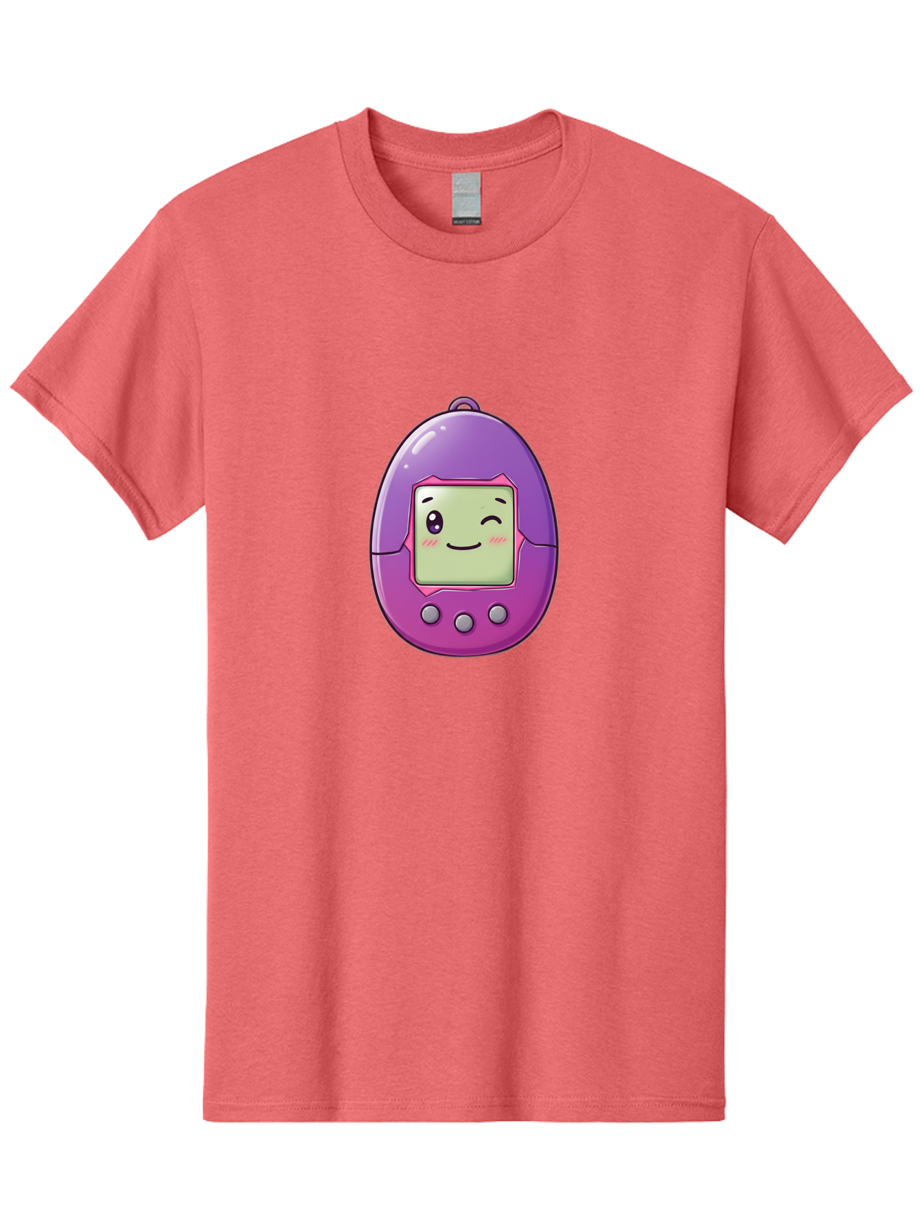 Tamagotchi-2 Men'S Graphic Tee, 100% Cotton, Comfortable Casual Summer Wear, Machine Washable, Digital Pet, Cartoon Character, Kawaii Culture, Retro Gaming, Nostalgic Toy, Egg-Shaped Device, Purple And Pink, Cute Design, 90S Nostalgia, Bab496 3