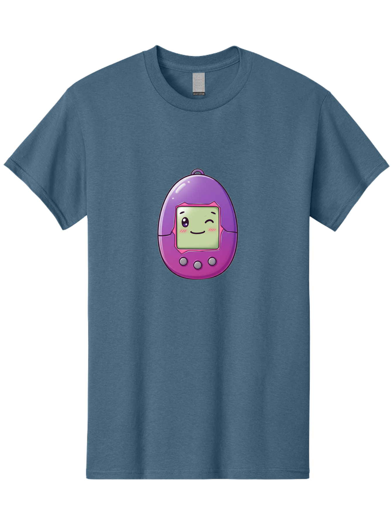 Tamagotchi-2 Men'S Graphic Tee, 100% Cotton, Comfortable Casual Summer Wear, Machine Washable, Digital Pet, Cartoon Character, Kawaii Culture, Retro Gaming, Nostalgic Toy, Egg-Shaped Device, Purple And Pink, Cute Design, 90S Nostalgia, Bab496 25