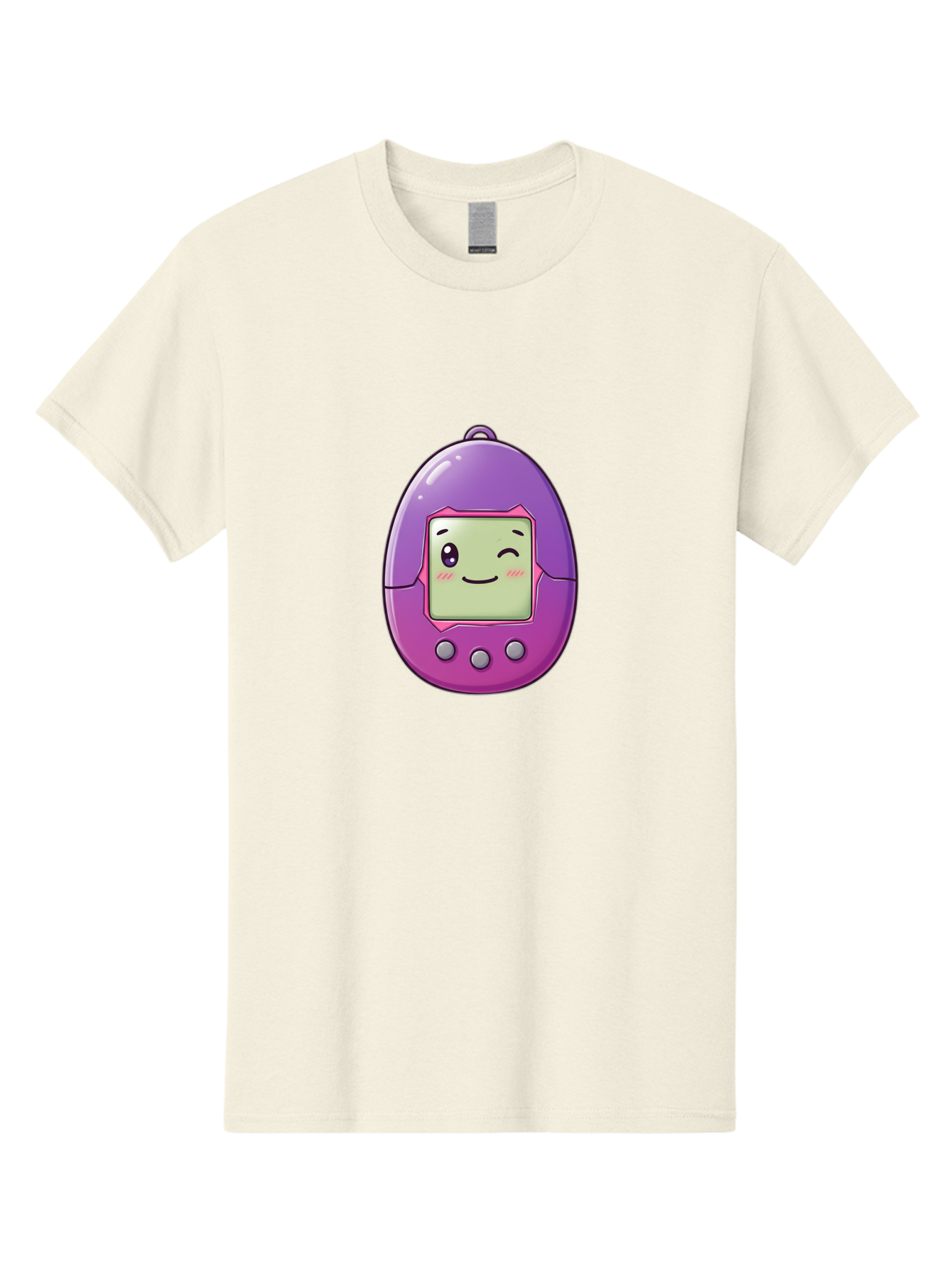 Tamagotchi-2 Men'S Graphic Tee, 100% Cotton, Comfortable Casual Summer Wear, Machine Washable, Digital Pet, Cartoon Character, Kawaii Culture, Retro Gaming, Nostalgic Toy, Egg-Shaped Device, Purple And Pink, Cute Design, 90S Nostalgia, Bab496 11