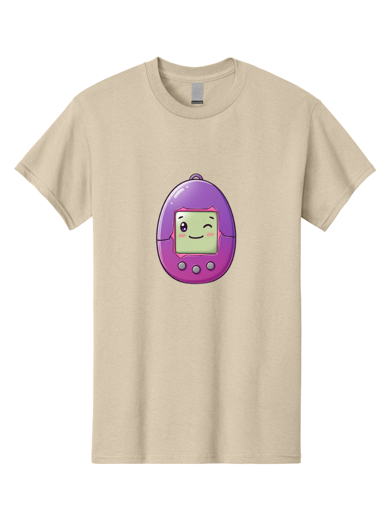 Tamagotchi-2 Men'S Graphic Tee, 100% Cotton, Comfortable Casual Summer Wear, Machine Washable, Digital Pet, Cartoon Character, Kawaii Culture, Retro Gaming, Nostalgic Toy, Egg-Shaped Device, Purple And Pink, Cute Design, 90S Nostalgia, Bab496 21