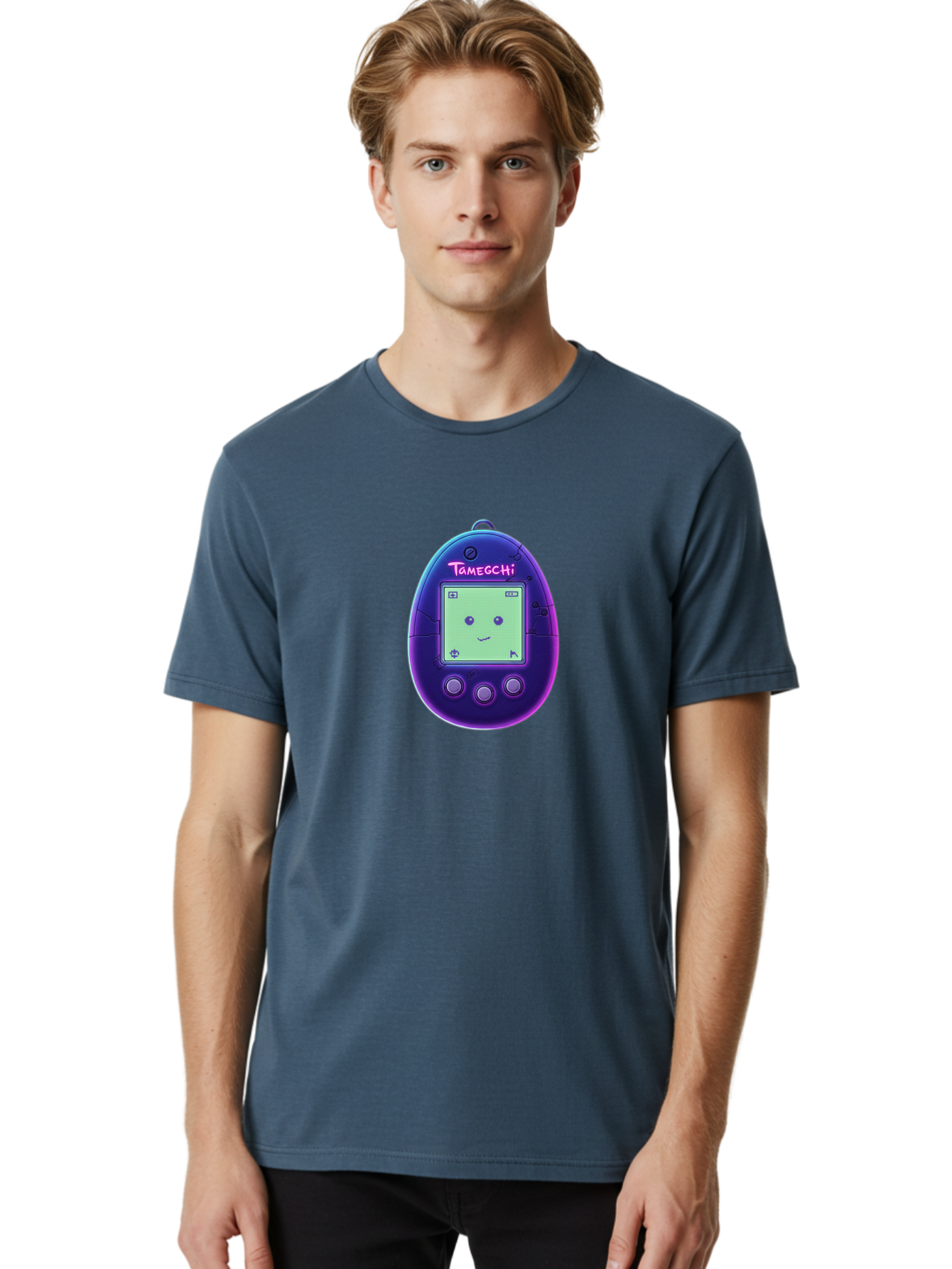 Tamagotchi-4 Men'S Graphic Tee, 100% Cotton, Comfortable Casual Summer Wear, Machine Washable, Retro Digital Pet, Handheld Game, Nostalgic Tech, Purple Egg-Shaped Device, Cute Character, Gaming Nostalgia, 90S Kids, Retro Gaming Culture Bab498 26
