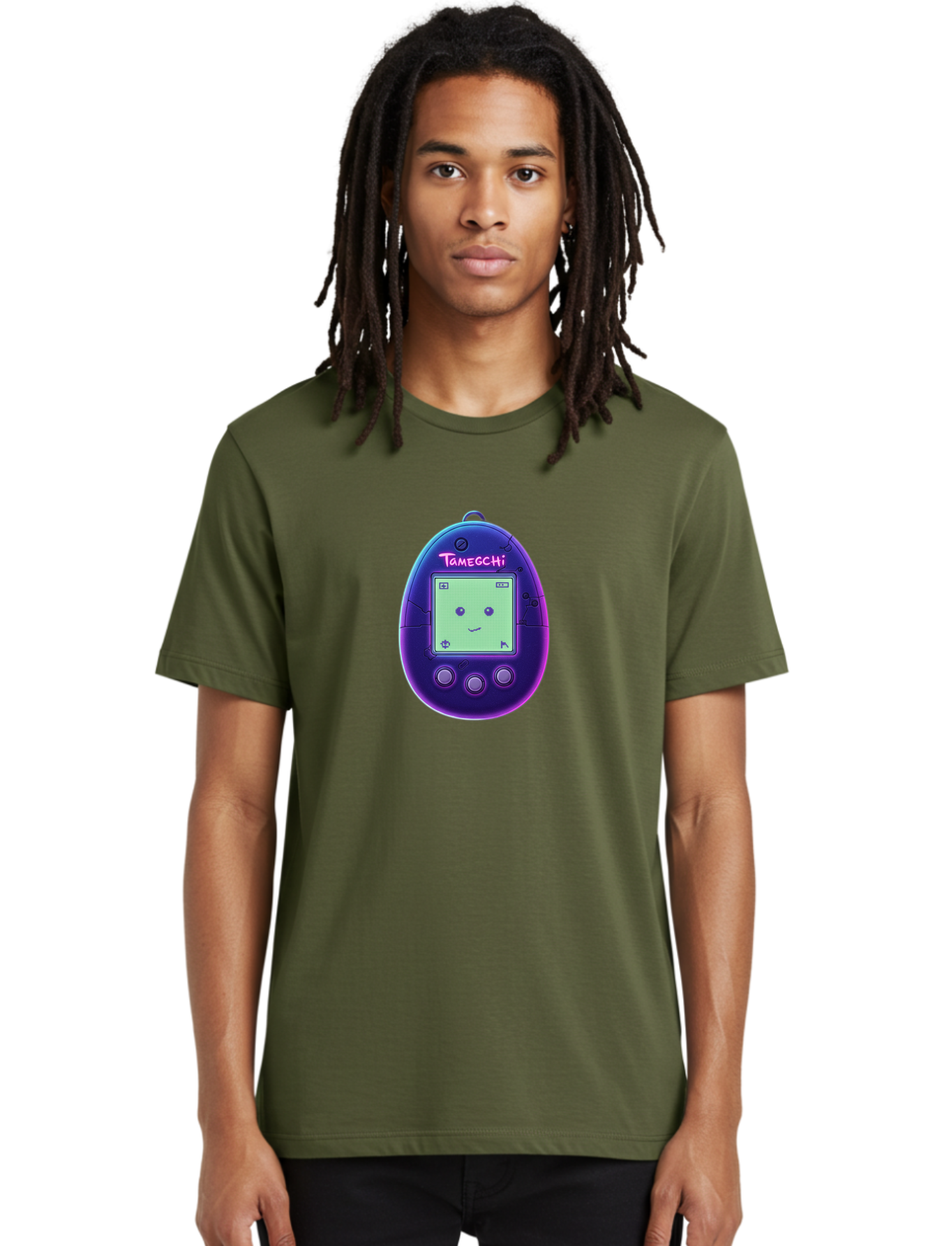 Tamagotchi-4 Men'S Graphic Tee, 100% Cotton, Comfortable Casual Summer Wear, Machine Washable, Retro Digital Pet, Handheld Game, Nostalgic Tech, Purple Egg-Shaped Device, Cute Character, Gaming Nostalgia, 90S Kids, Retro Gaming Culture Bab498 30