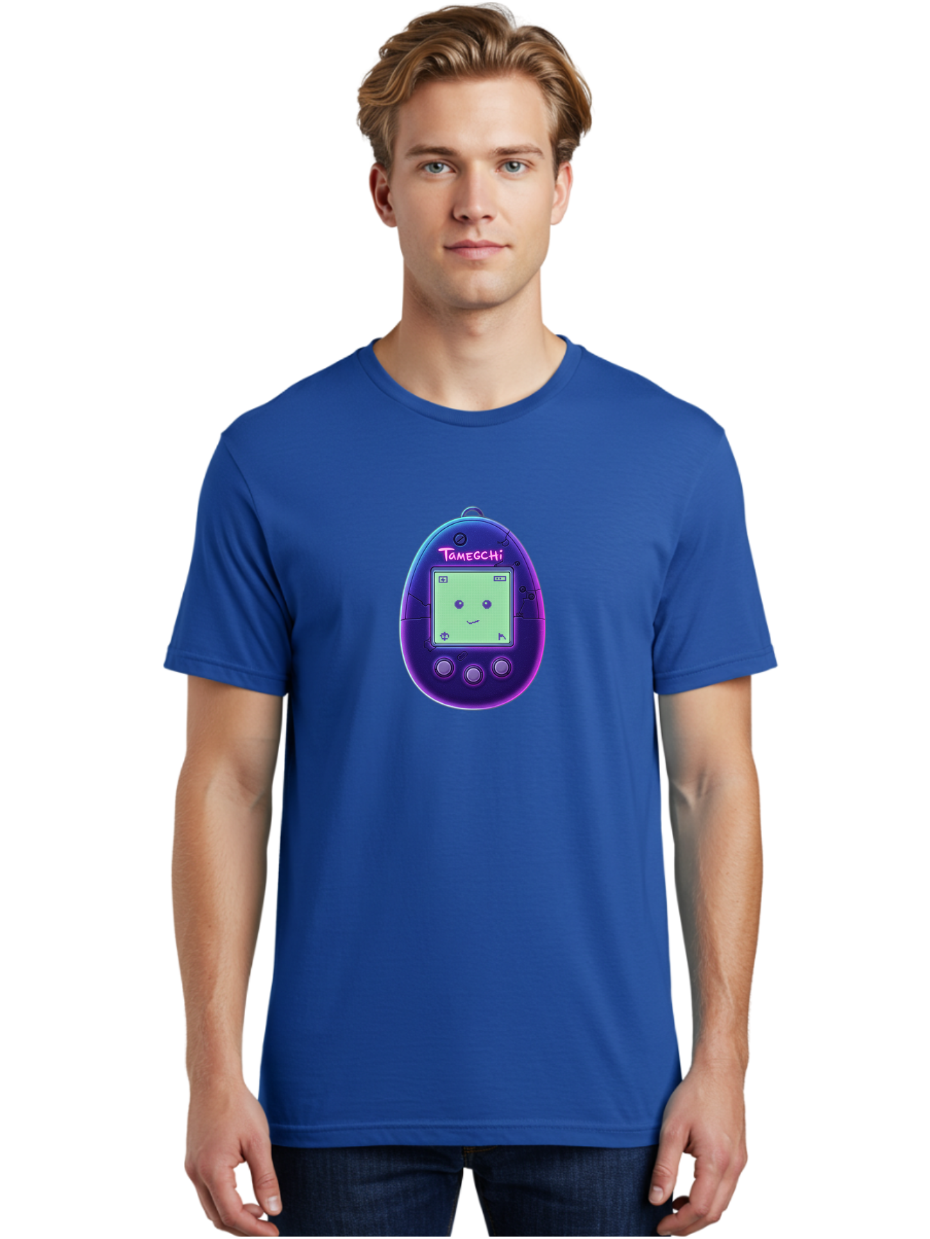 Tamagotchi-4 Men'S Graphic Tee, 100% Cotton, Comfortable Casual Summer Wear, Machine Washable, Retro Digital Pet, Handheld Game, Nostalgic Tech, Purple Egg-Shaped Device, Cute Character, Gaming Nostalgia, 90S Kids, Retro Gaming Culture Bab498 4