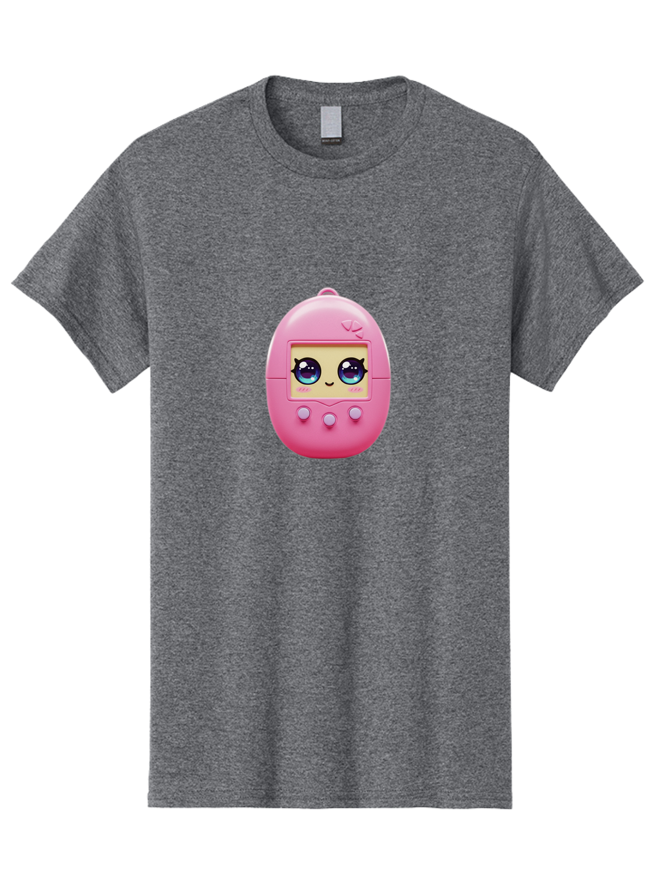 Tamagotchi-6 Men'S Graphic Tee, 100% Cotton, Comfortable Casual Summer Wear, Machine Washable, Pink Digital Pet, Cartoon Eyes, Kawaii Character, Nostalgia, Retro Gaming, Digital Creature Bab500 3