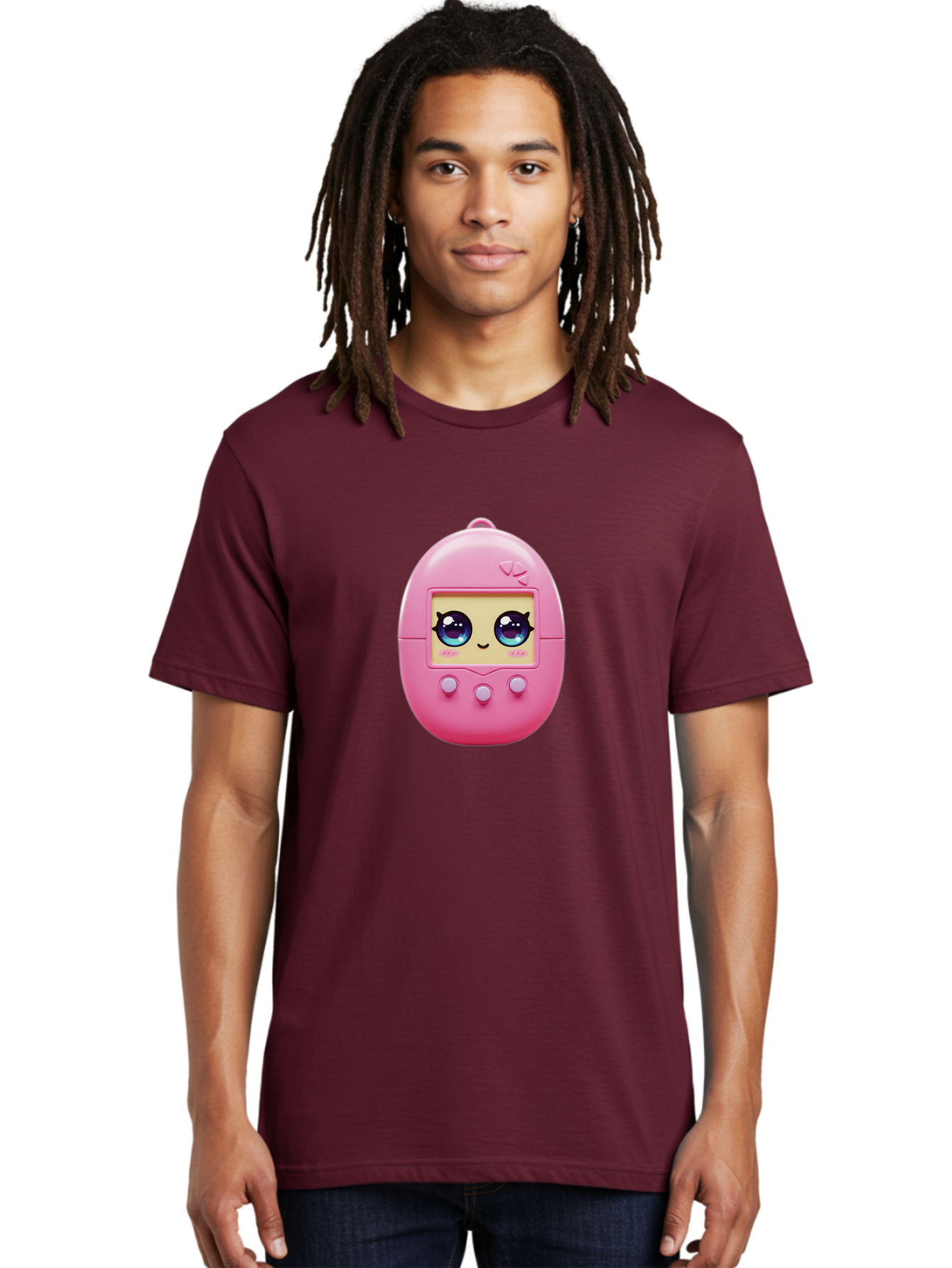 Tamagotchi-6 Men'S Graphic Tee, 100% Cotton, Comfortable Casual Summer Wear, Machine Washable, Pink Digital Pet, Cartoon Eyes, Kawaii Character, Nostalgia, Retro Gaming, Digital Creature Bab500 18