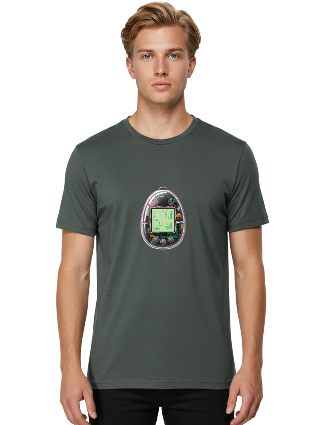 Tamagotchi-9 Men'S Graphic Tee, 100% Cotton, Comfortable Casual Summer Wear, Machine Washable, Retro Digital Pet, Tamagotchi Toy, Nostalgic Gadget, Handheld Game, Digital Creature, Circuitry, Buttons, Electronic Device, Retro Gaming, Bab503 23
