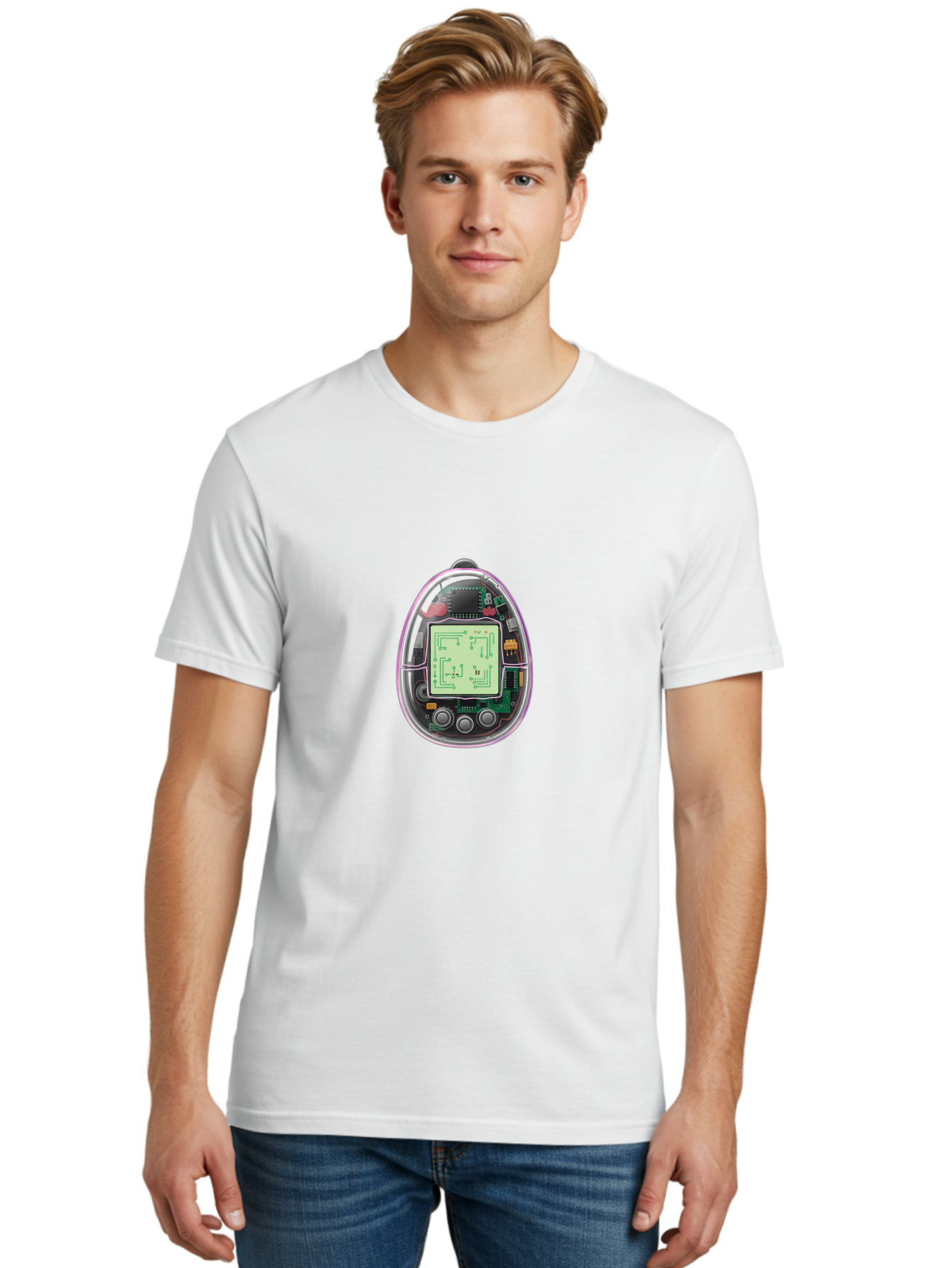 Tamagotchi-9 Men'S Graphic Tee, 100% Cotton, Comfortable Casual Summer Wear, Machine Washable, Retro Digital Pet, Tamagotchi Toy, Nostalgic Gadget, Handheld Game, Digital Creature, Circuitry, Buttons, Electronic Device, Retro Gaming, Bab503 27