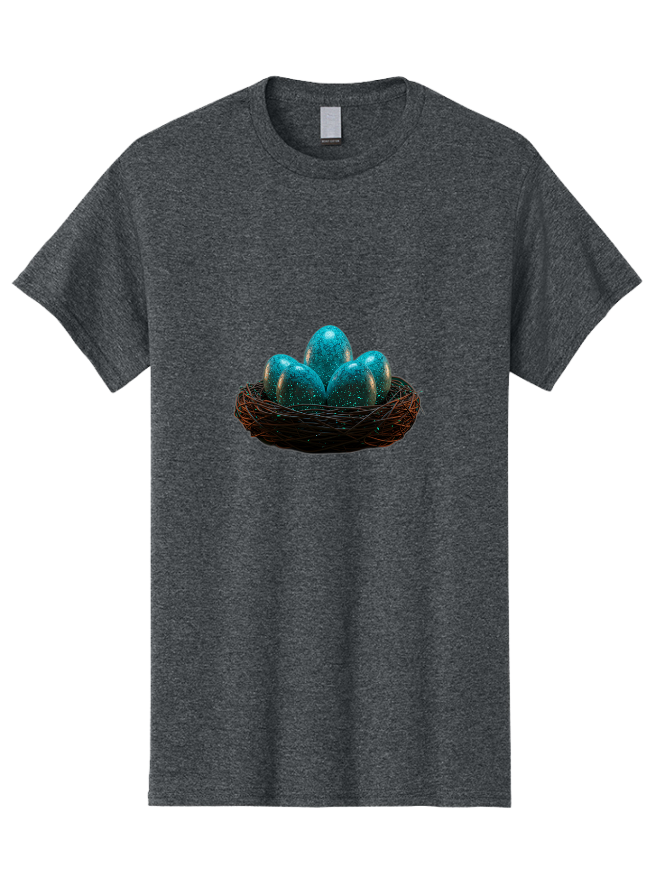 Three-Blue-Eggs-In-A-Nest Men'S Graphic Tee, 100% Cotton, Comfortable Casual Summer Wear, Machine Washable, Blue Eggs, Bird'S Nest, Twig Nest, Speckled Eggs, Shiny Eggs, Natural Elements, Earthy Tones, Symbolic Eggs, Decorative Nest Bab532 8