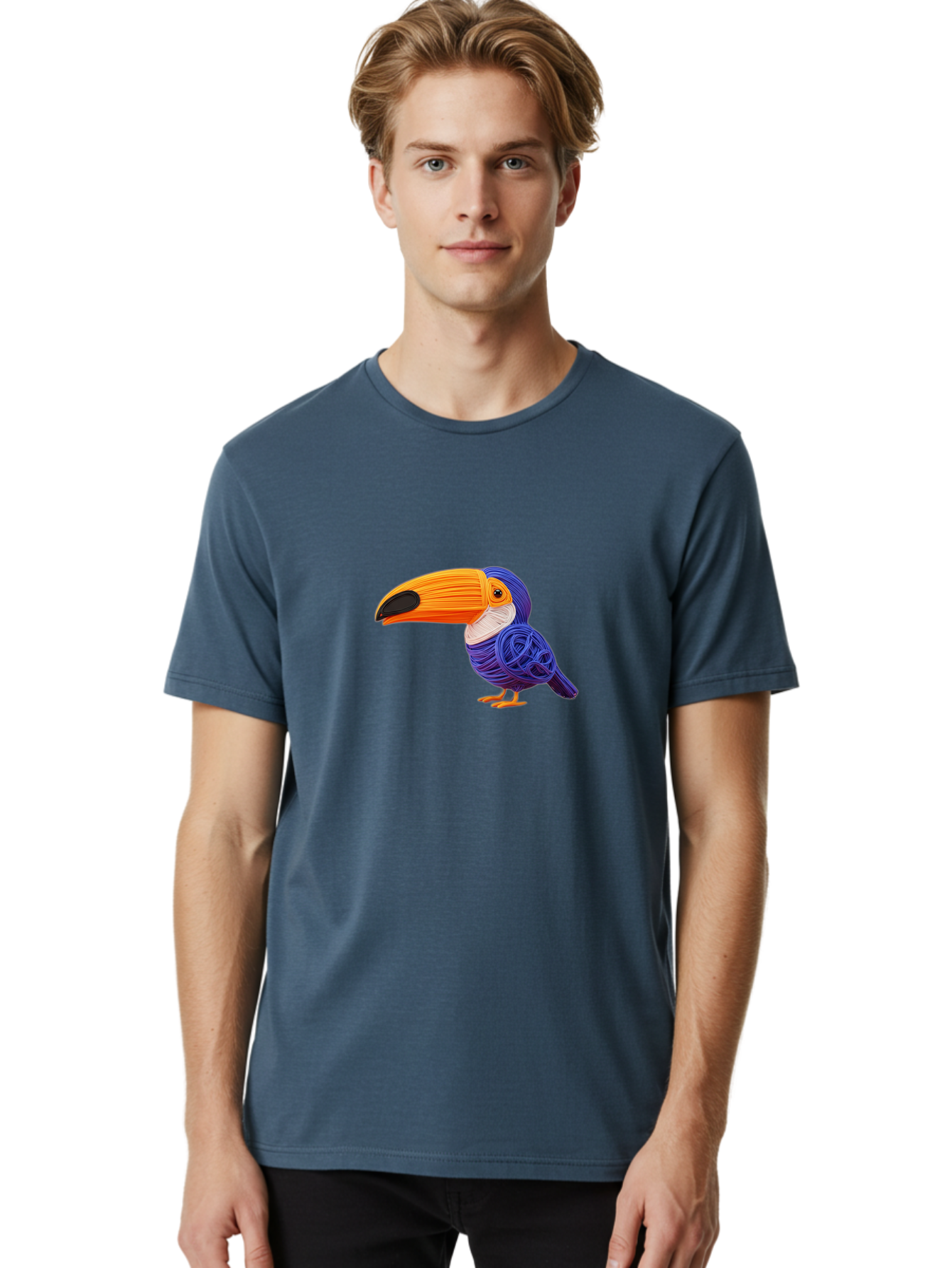 Toucan Men'S Graphic Tee, 100% Cotton, Comfortable Casual Summer Wear, Machine Washable, Toucan Bird, Colorful Illustration, Vibrant Plumage, Large Beak, Tropical Bird, Orange Beak, Blue Feathers, Yellow Feet, Digital Art, Creative Design Bab541 19