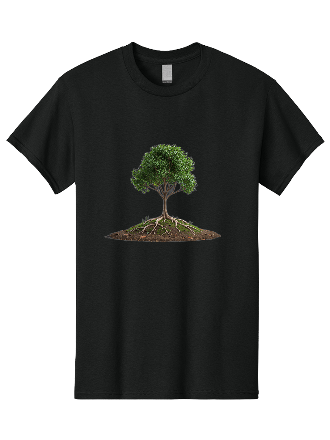 Tree-With-Exposed-Roots Men'S Graphic Tee, 100% Cotton, Comfortable Casual Summer Wear, Machine Washable, Tree With Exposed Roots, Green Leaves, Earthy Tones, Natural Scenery, Outdoor Landscape, Growth, Foliage, Branches, Trunk, Sprouts Bab550 8