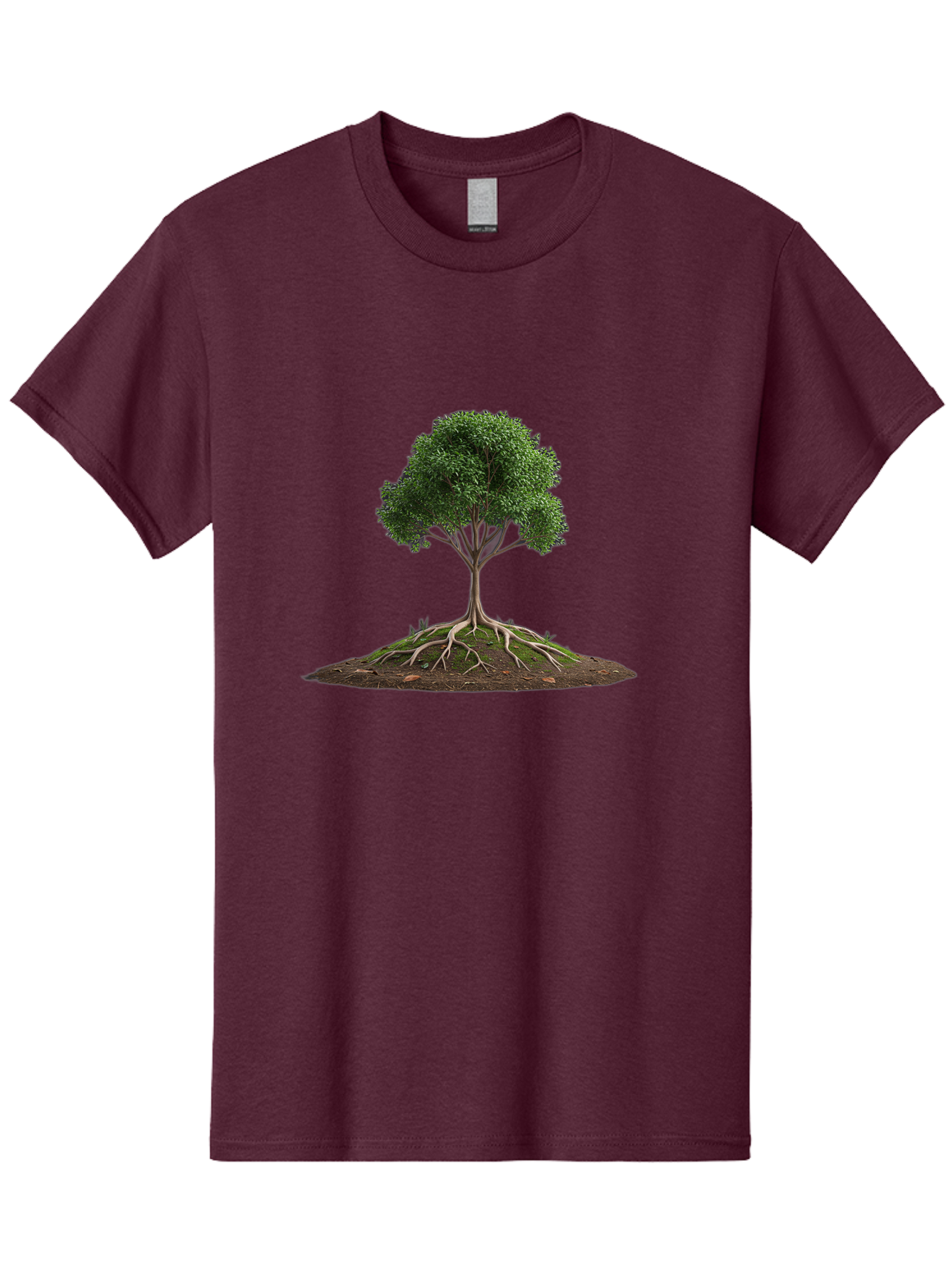 Tree-With-Exposed-Roots Men'S Graphic Tee, 100% Cotton, Comfortable Casual Summer Wear, Machine Washable, Tree With Exposed Roots, Green Leaves, Earthy Tones, Natural Scenery, Outdoor Landscape, Growth, Foliage, Branches, Trunk, Sprouts Bab550 2