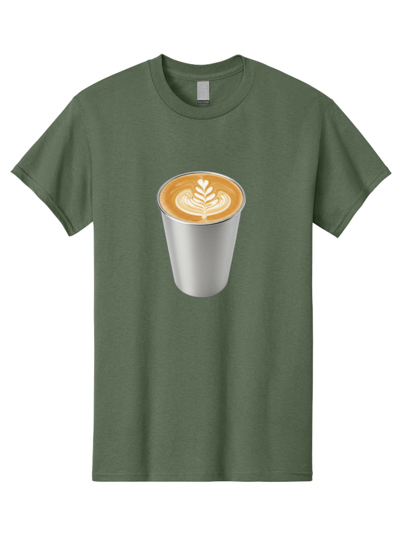 Tulip-Latte Men'S Graphic Tee, 100% Cotton, Comfortable Casual Summer Wear, Machine Washable, Coffee In A Cup, Latte Art, Heart Leaf Design, Silver Cup, Coffee Drink, Coffee Culture, Espresso, Creamy Foam, Morning Coffee, Caffeine Boost Bab558 3