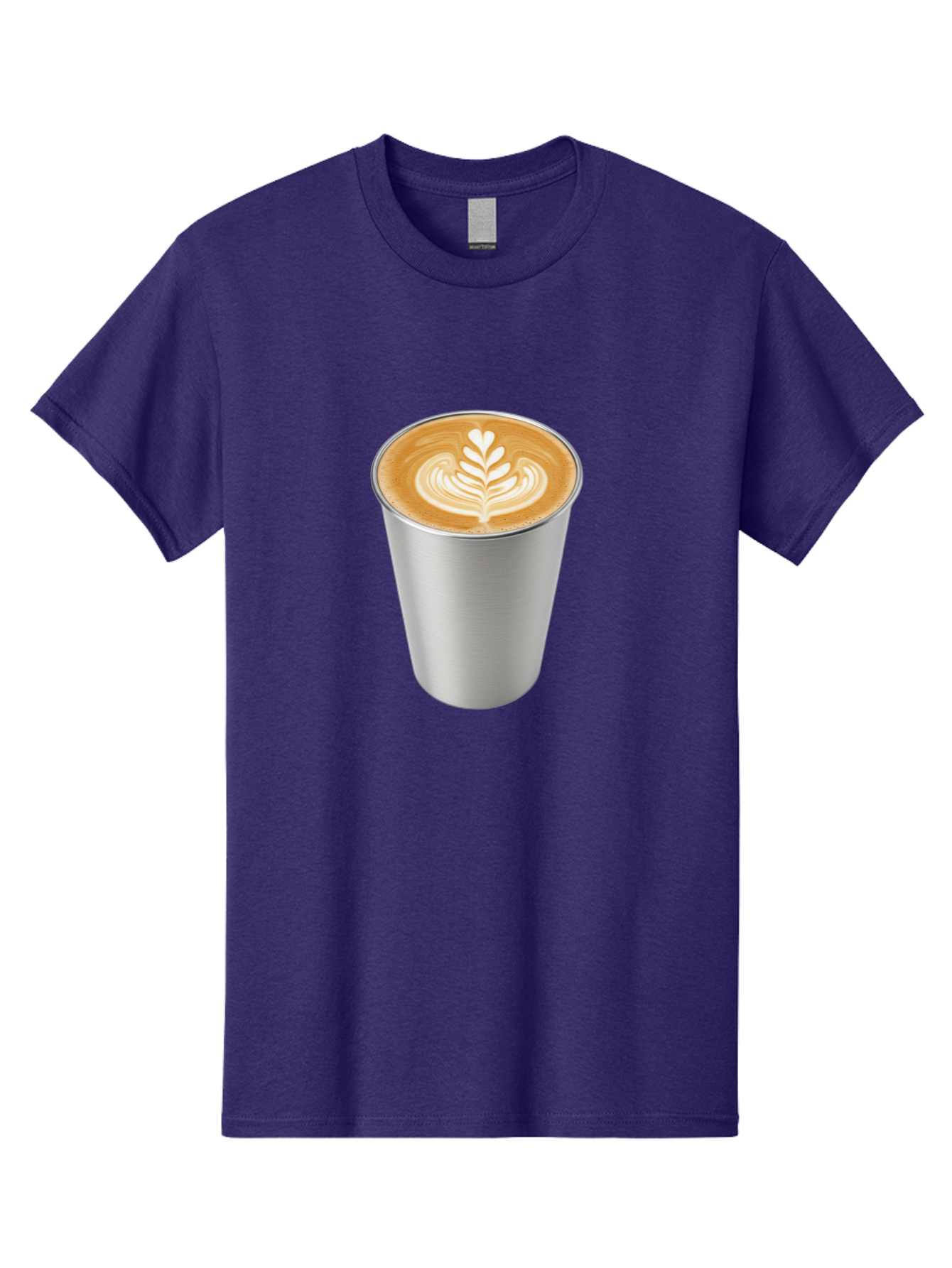Tulip-Latte Men'S Graphic Tee, 100% Cotton, Comfortable Casual Summer Wear, Machine Washable, Coffee In A Cup, Latte Art, Heart Leaf Design, Silver Cup, Coffee Drink, Coffee Culture, Espresso, Creamy Foam, Morning Coffee, Caffeine Boost Bab558 2