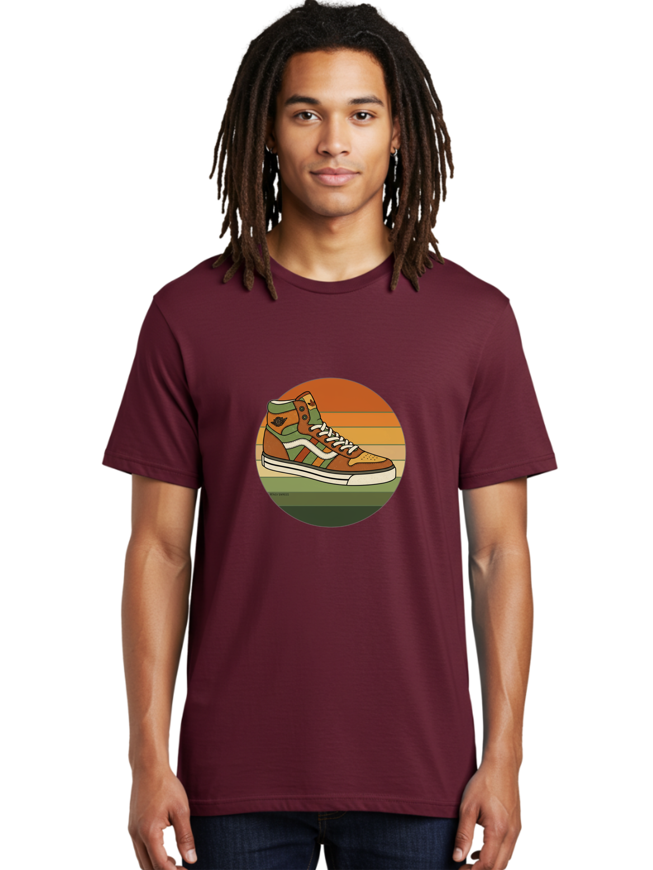 Vans-Shoes Men'S Graphic Tee, 100% Cotton, Comfortable Casual Summer Wear, Machine Washable, Vans Sneaker, Streetwear Fashion, Casual Footwear, Skateboarding Shoes, Green And Brown Color Scheme, High-Top Design, White Laces, Bab567 19