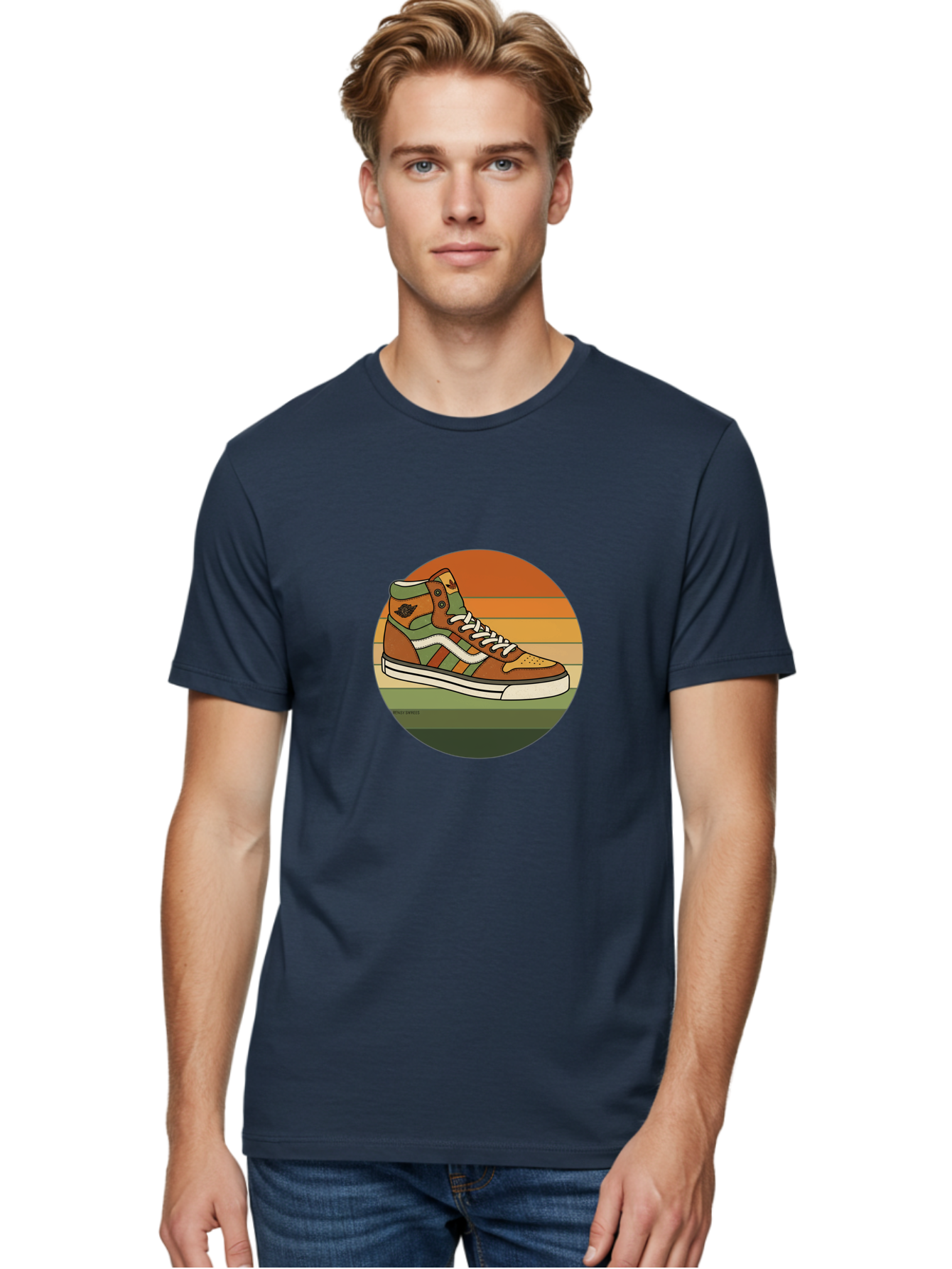 Vans-Shoes Men'S Graphic Tee, 100% Cotton, Comfortable Casual Summer Wear, Machine Washable, Vans Sneaker, Streetwear Fashion, Casual Footwear, Skateboarding Shoes, Green And Brown Color Scheme, High-Top Design, White Laces, Bab567 26