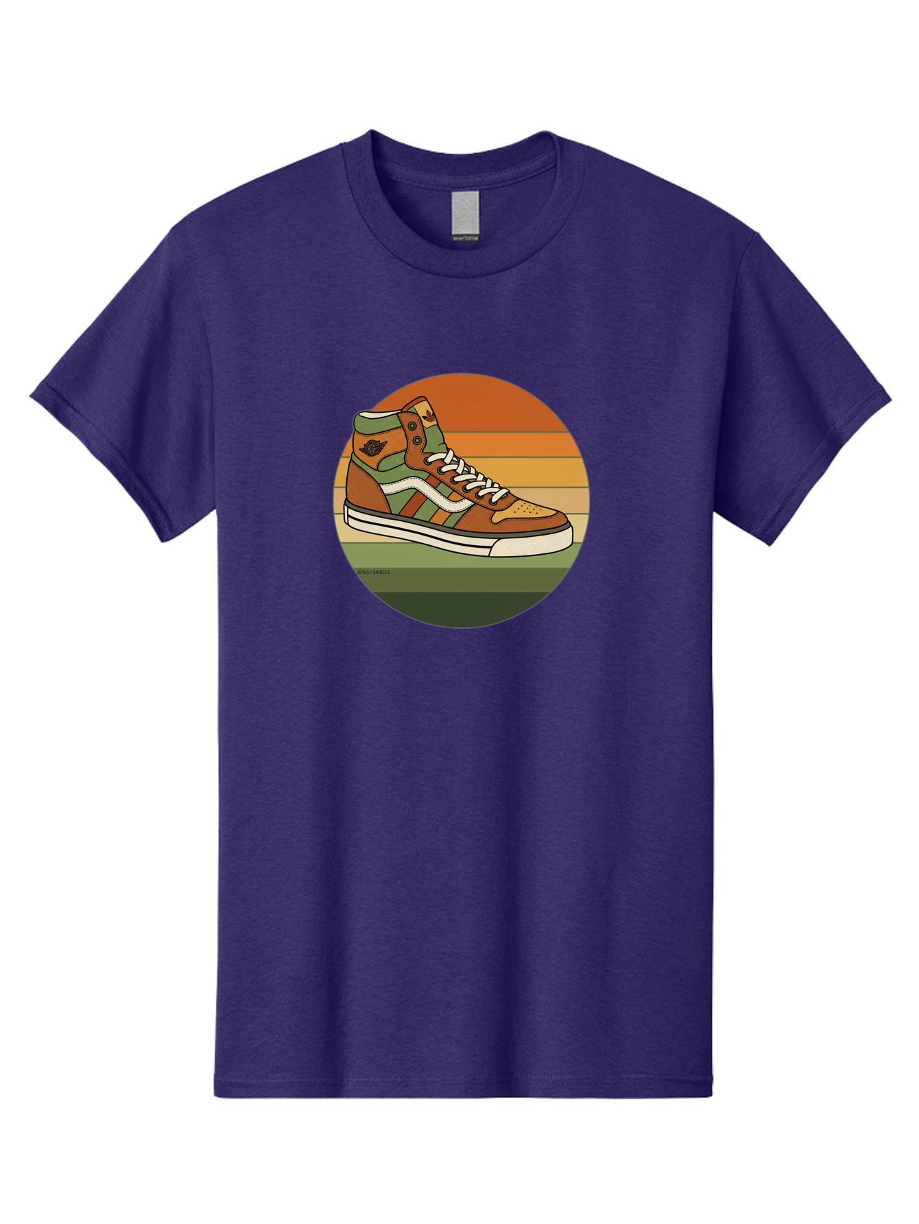 Vans-Shoes Men'S Graphic Tee, 100% Cotton, Comfortable Casual Summer Wear, Machine Washable, Vans Sneaker, Streetwear Fashion, Casual Footwear, Skateboarding Shoes, Green And Brown Color Scheme, High-Top Design, White Laces, Bab567 9